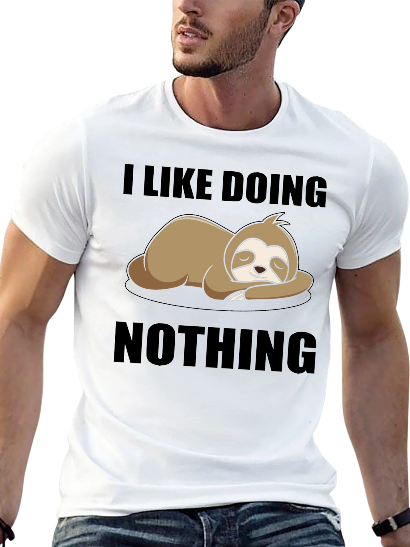 Black Lazy Sloth Tee: I Like Doing Nothing T-Shirt view 13