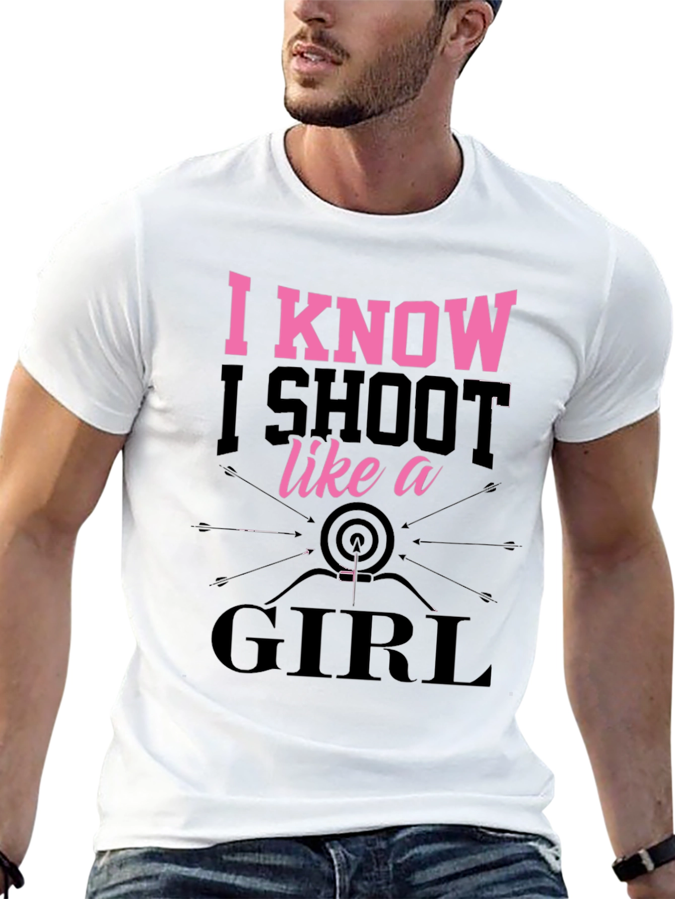 Black I Know I Shoot Like a Girl T-Shirt view 13