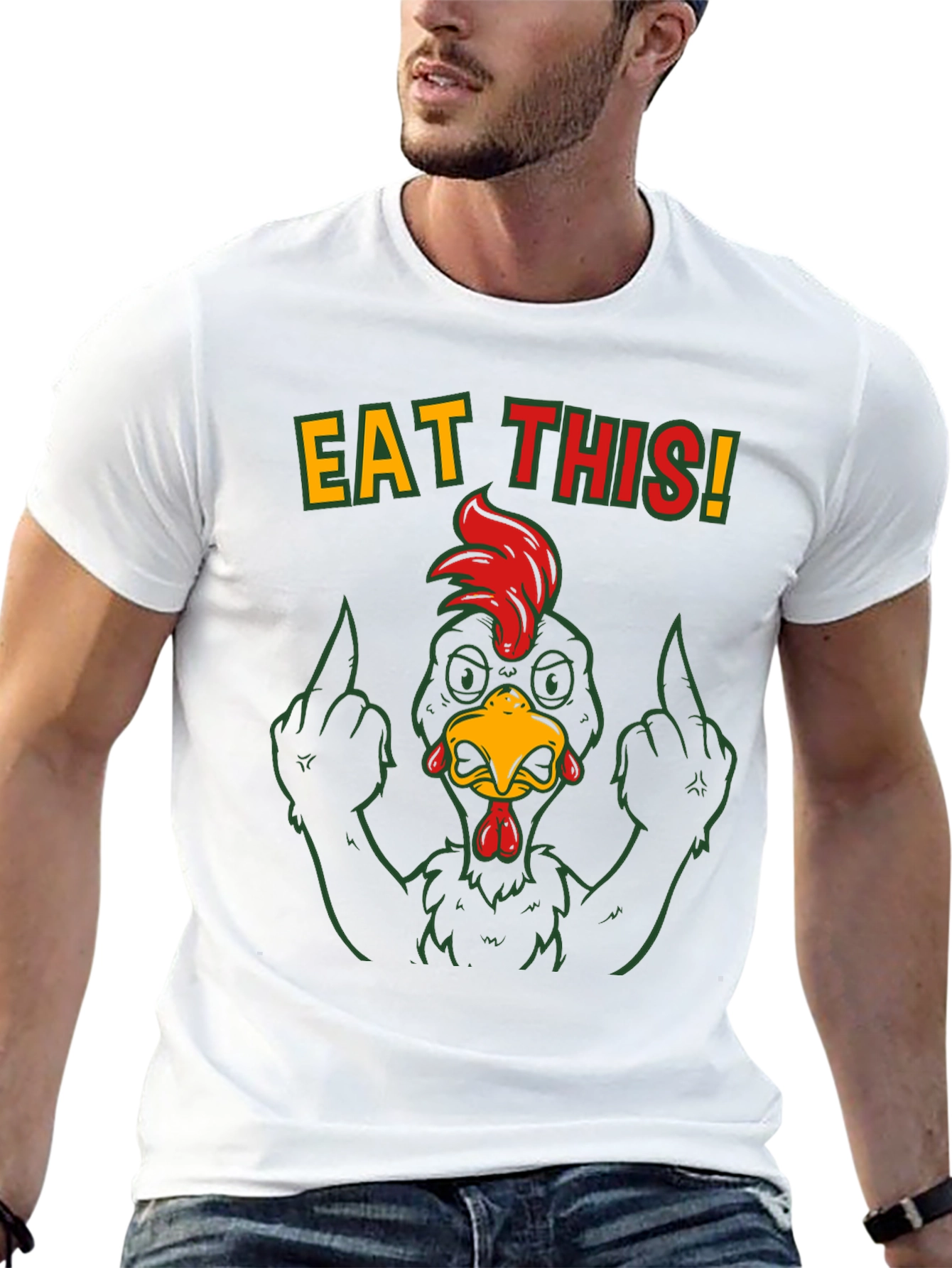 Black Eat This! Chicken Graphic Tee - Funny Rude Humor view 13