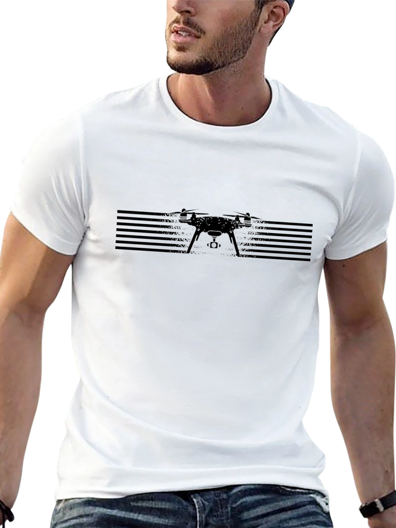 Drone Graphic Tee - Black, Modern Style - 13