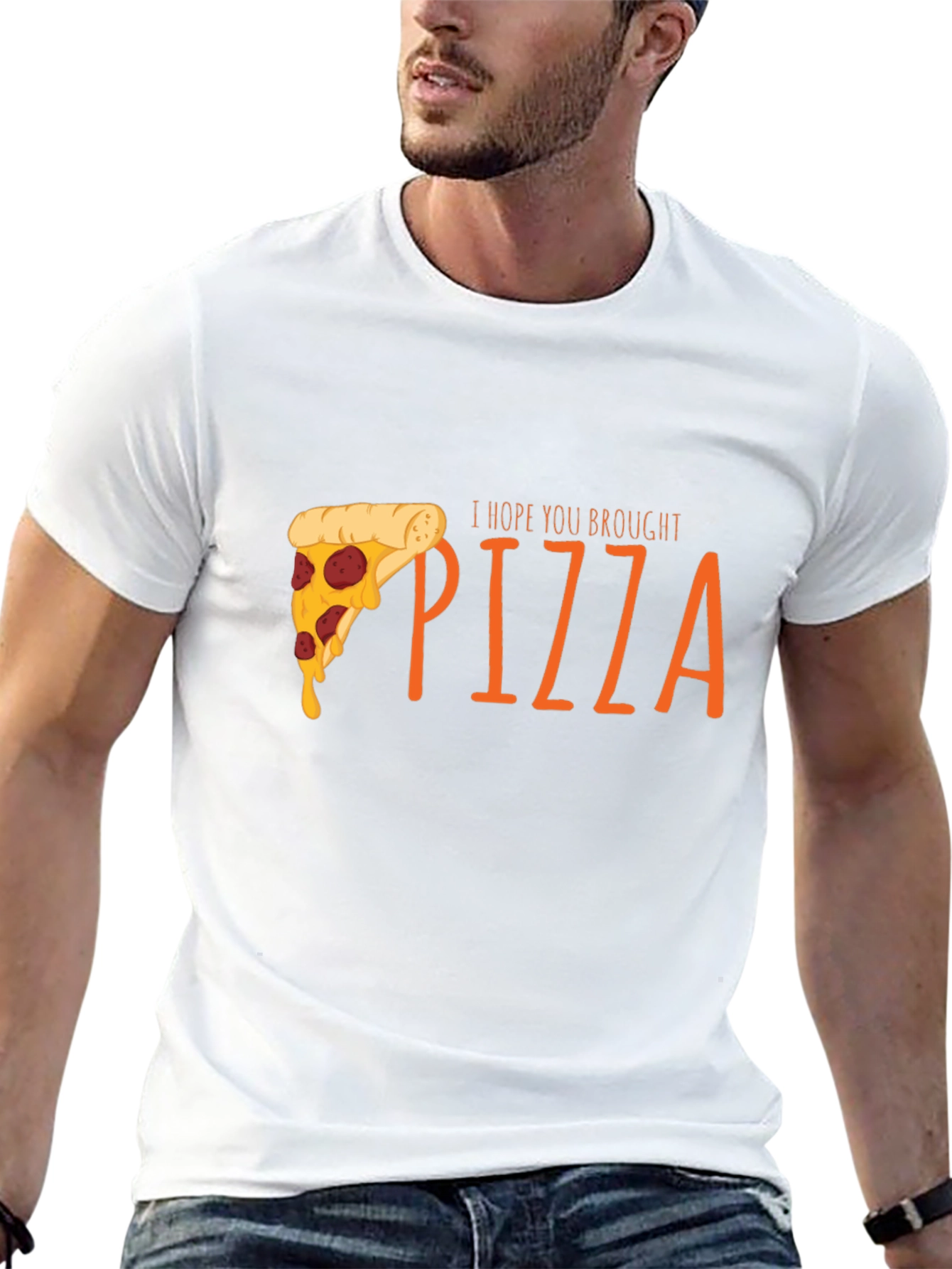 Black Pizza Lover Graphic T-Shirt - I Hope You Brought Pizza view 13