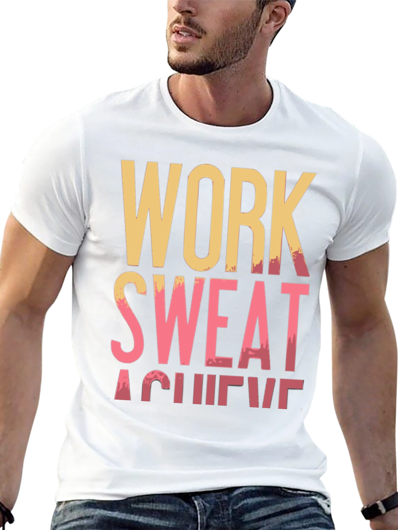 Work Sweat Achieve Black Graphic Tee - 13