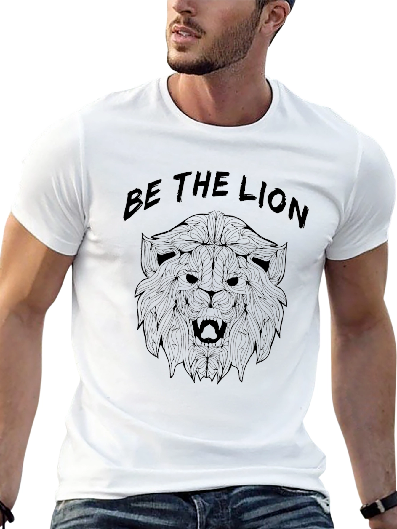 Black Be The Lion Graphic Tee - Black Crew Neck T-Shirt view 13