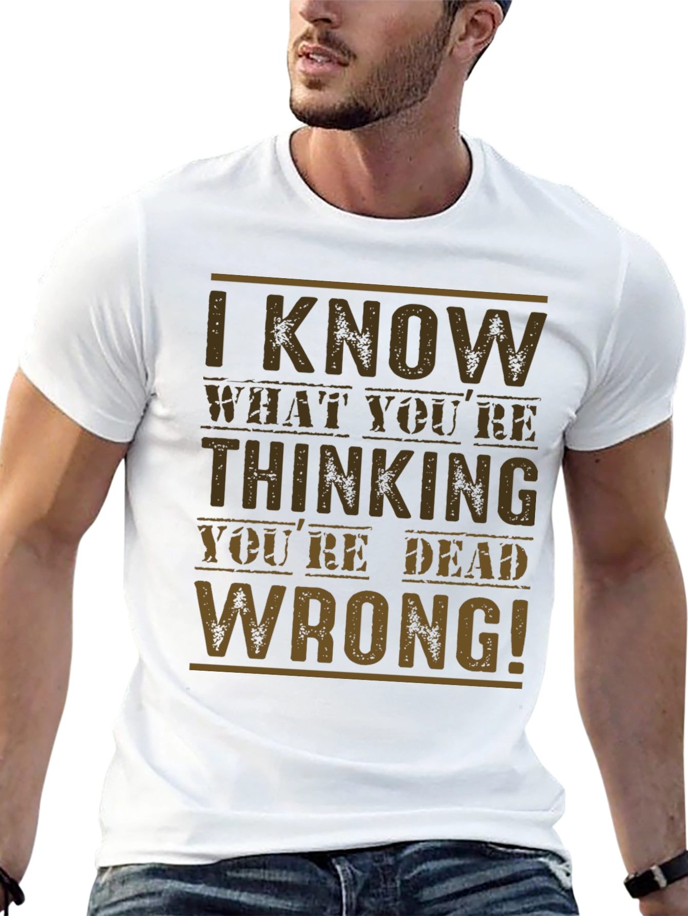Black I Know What You're Thinking Men's T-Shirt view 13