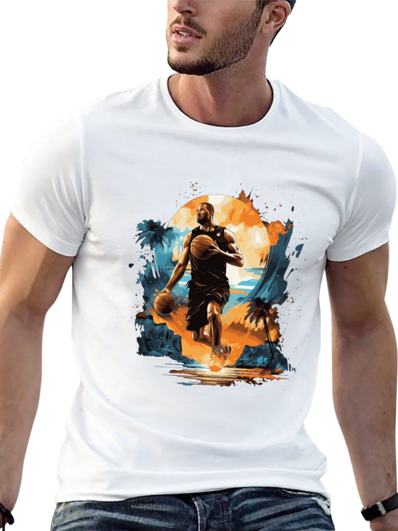 Black Basketball Island T-Shirt view 13