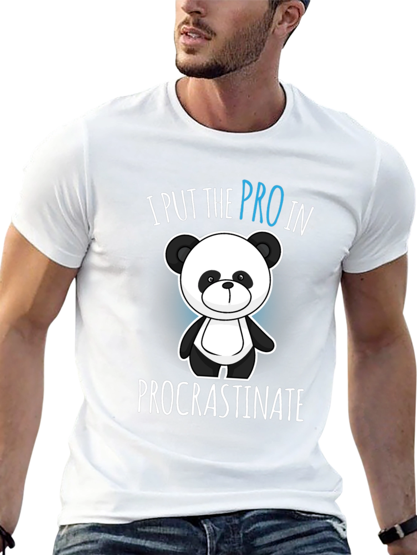 Black Funny Procrastination Panda Graphic Tee - Black view 13