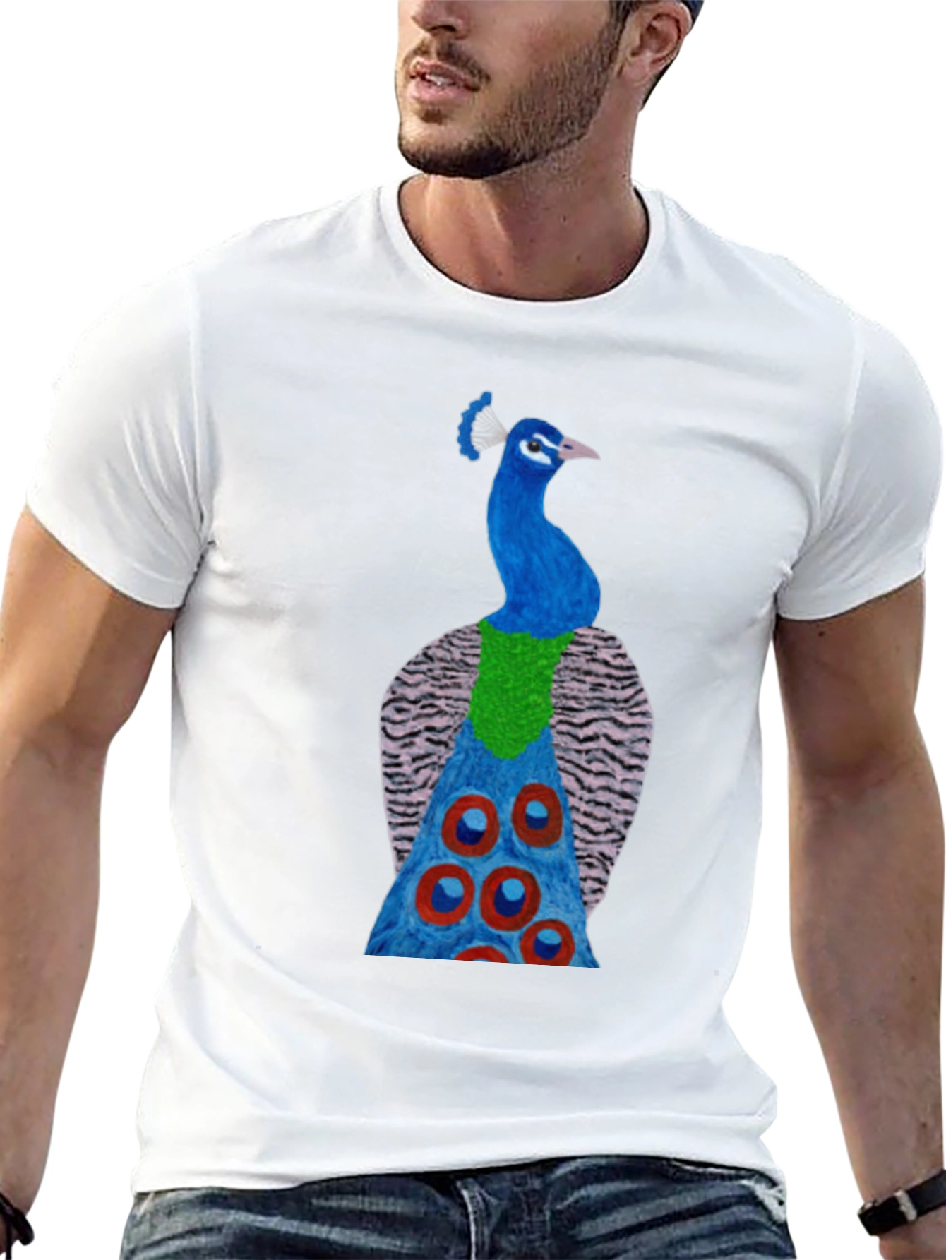 Black Peacock Graphic Tee - Black Cotton Blend view 13