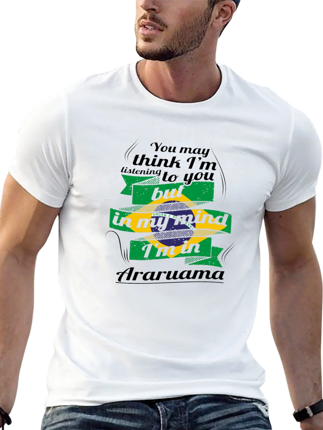 Black Brazil Araruama Mind T-Shirt - Novelty Tee view 13
