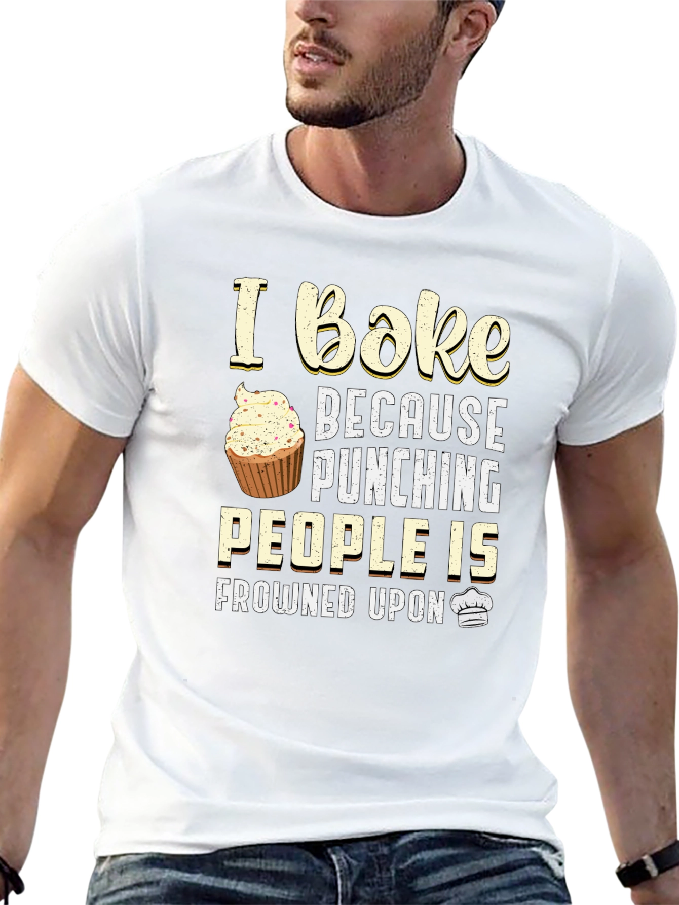 Black Funny Baker T-Shirt - I Bake Because Punching People Is Frowned Upon view 13