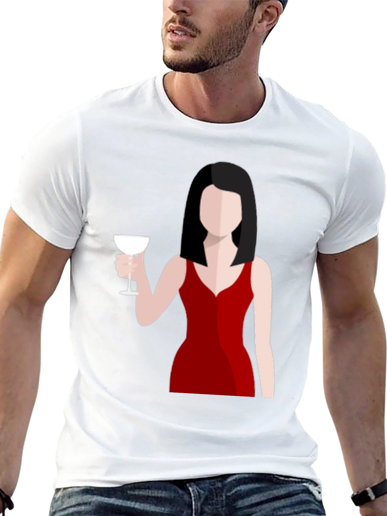 Black Lady in Red T-Shirt - Minimalist Design view 13