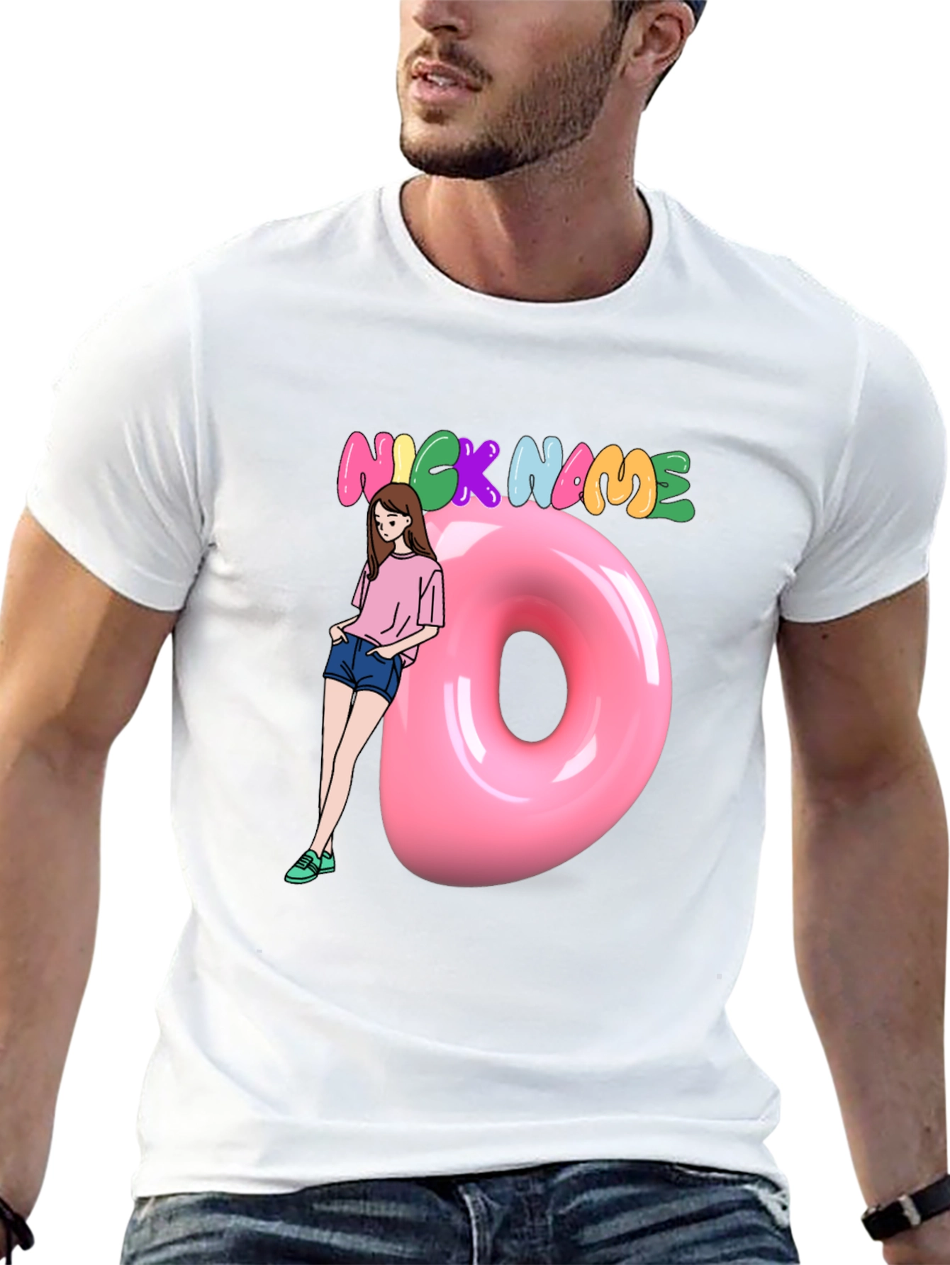 Black Nickname Donut Graphic T-Shirt view 13