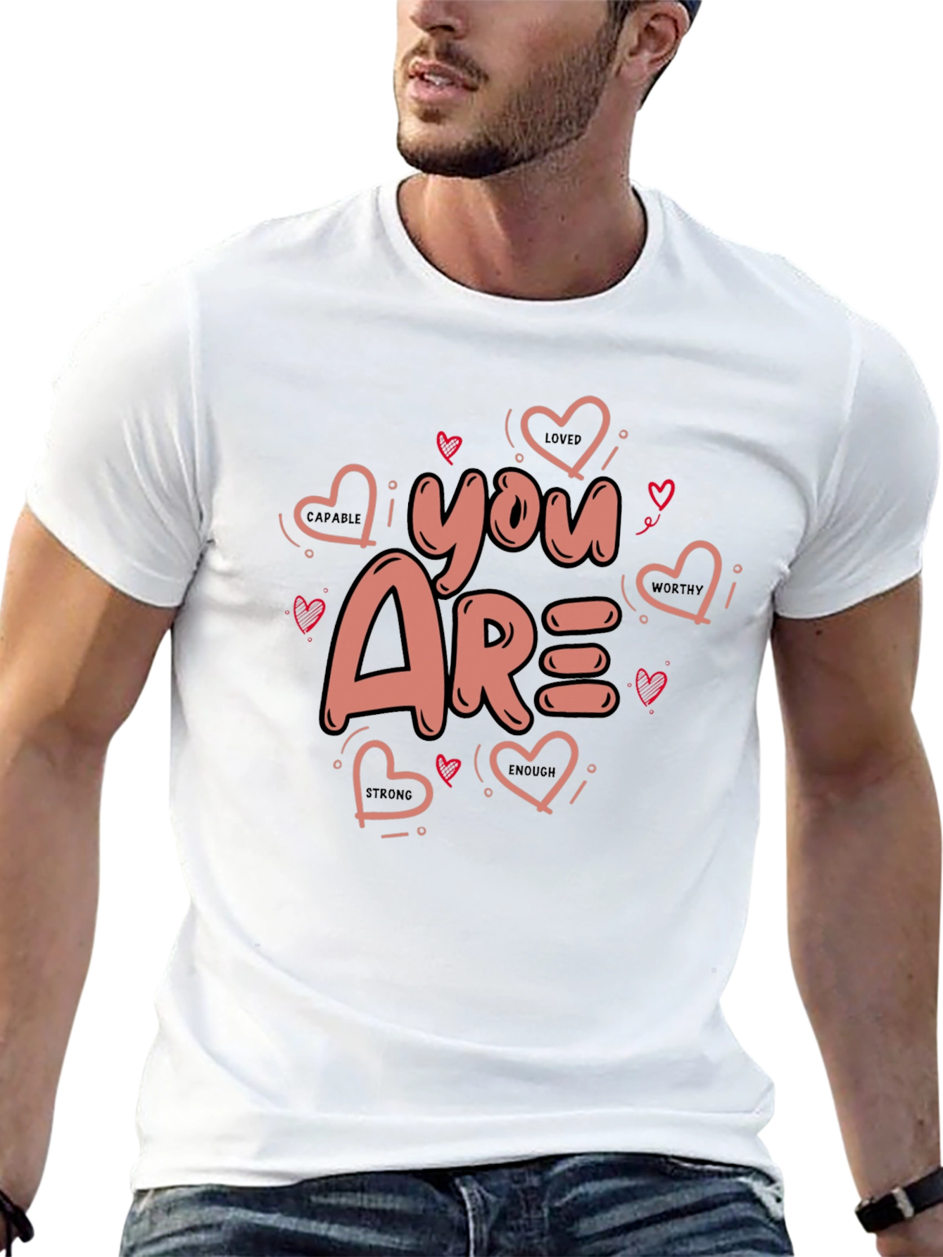 Black You Are Loved Valentines Black Graphic Tee view 13