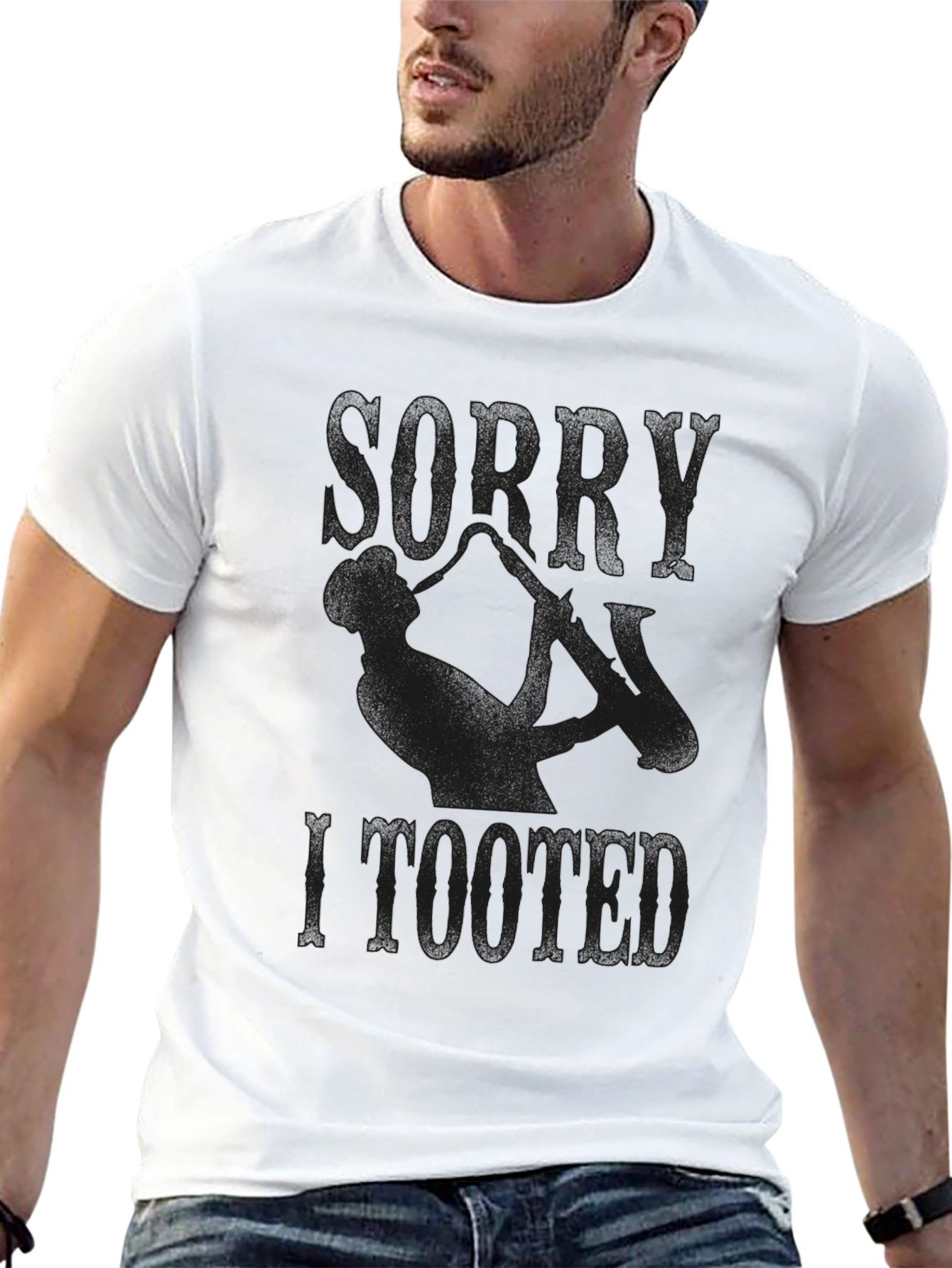 Black Funny "Sorry I Tooted" Graphic Black T-Shirt view 13