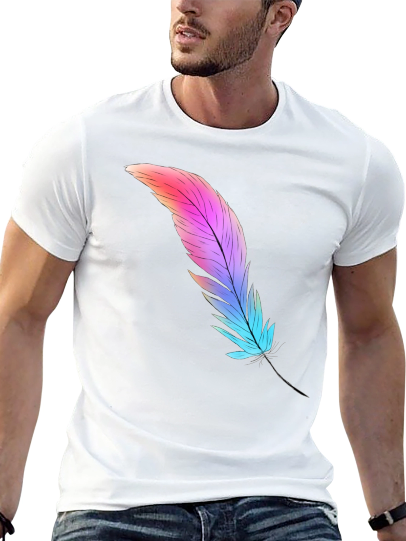 Black Feather Graphic Tee - Soft Cotton Blend view 13