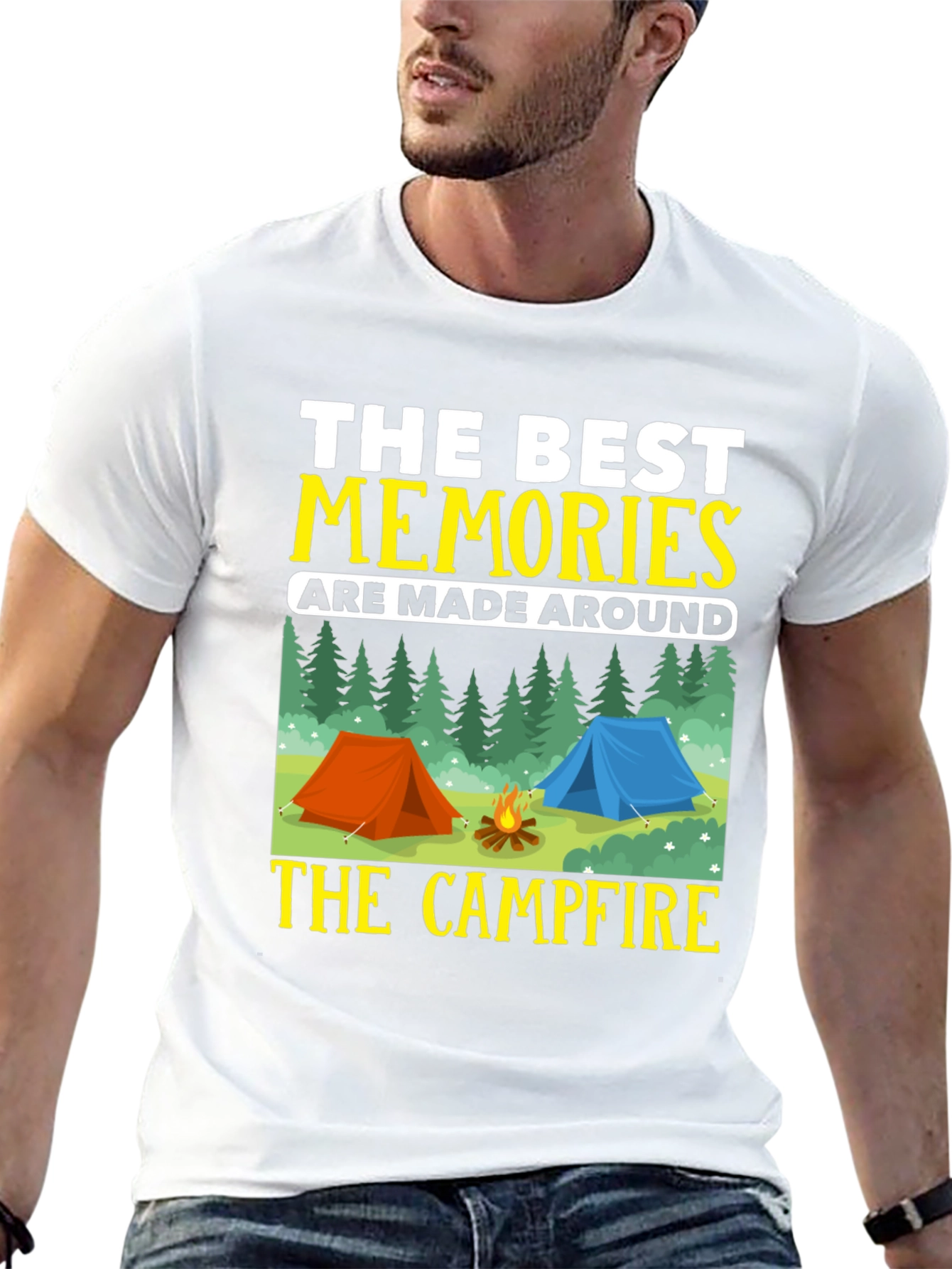 Black Camping Memories T-Shirt - Campfire Design view 13