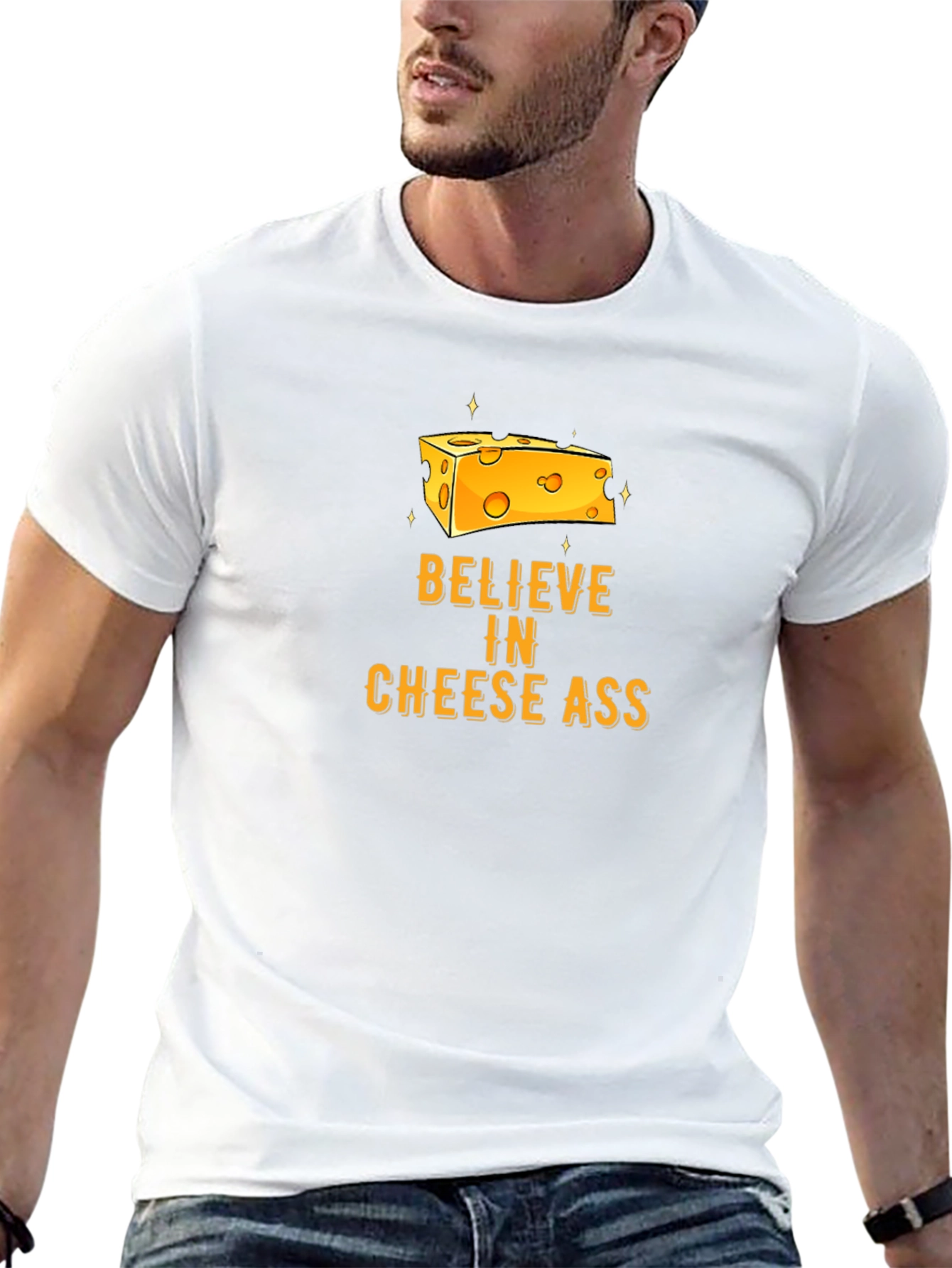 Black Believe in Cheese Ass T-Shirt Funny Graphic Tee view 13