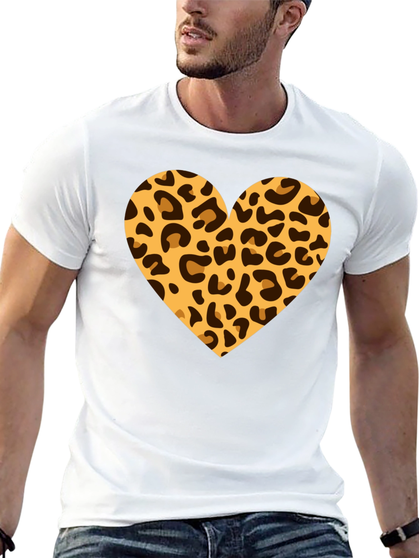 Black Leopard Heart Black T-Shirt view 13