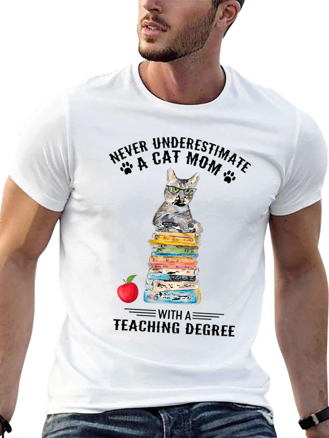 Black Cat Mom Teaching Degree T-Shirt - Teacher Gift view 13
