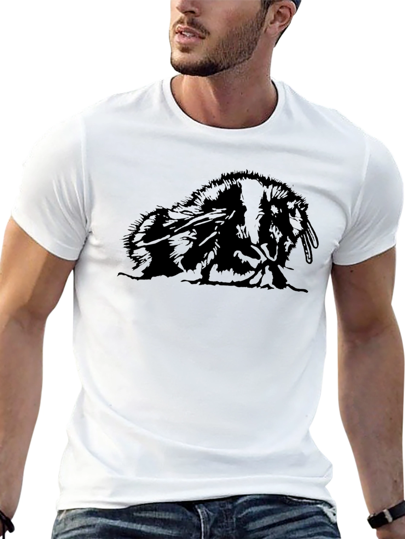 Black Black Graphic Tee - Unique Animal Design view 13