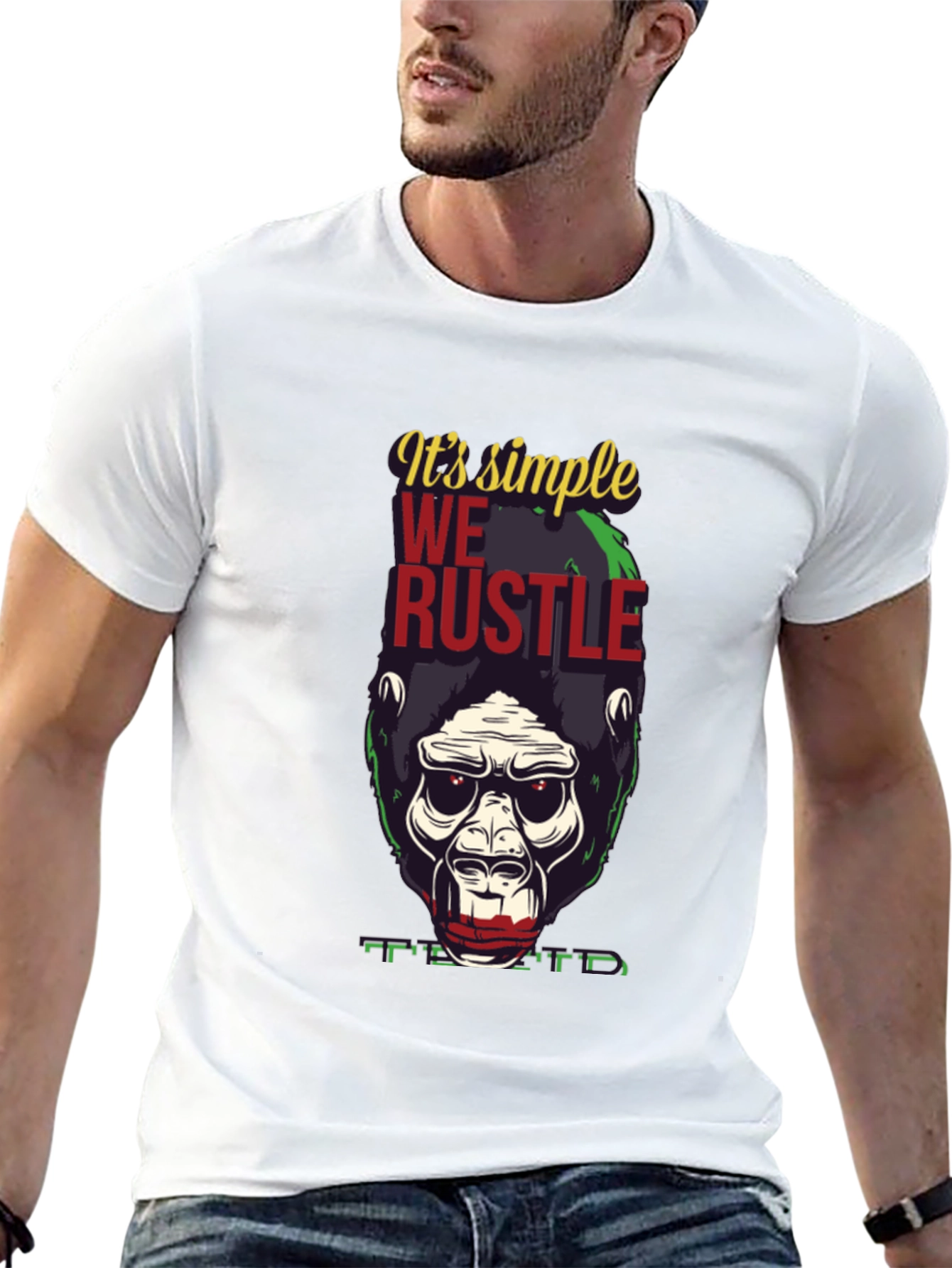 Black It's Simple We Rustle Gorilla T-Shirt view 13