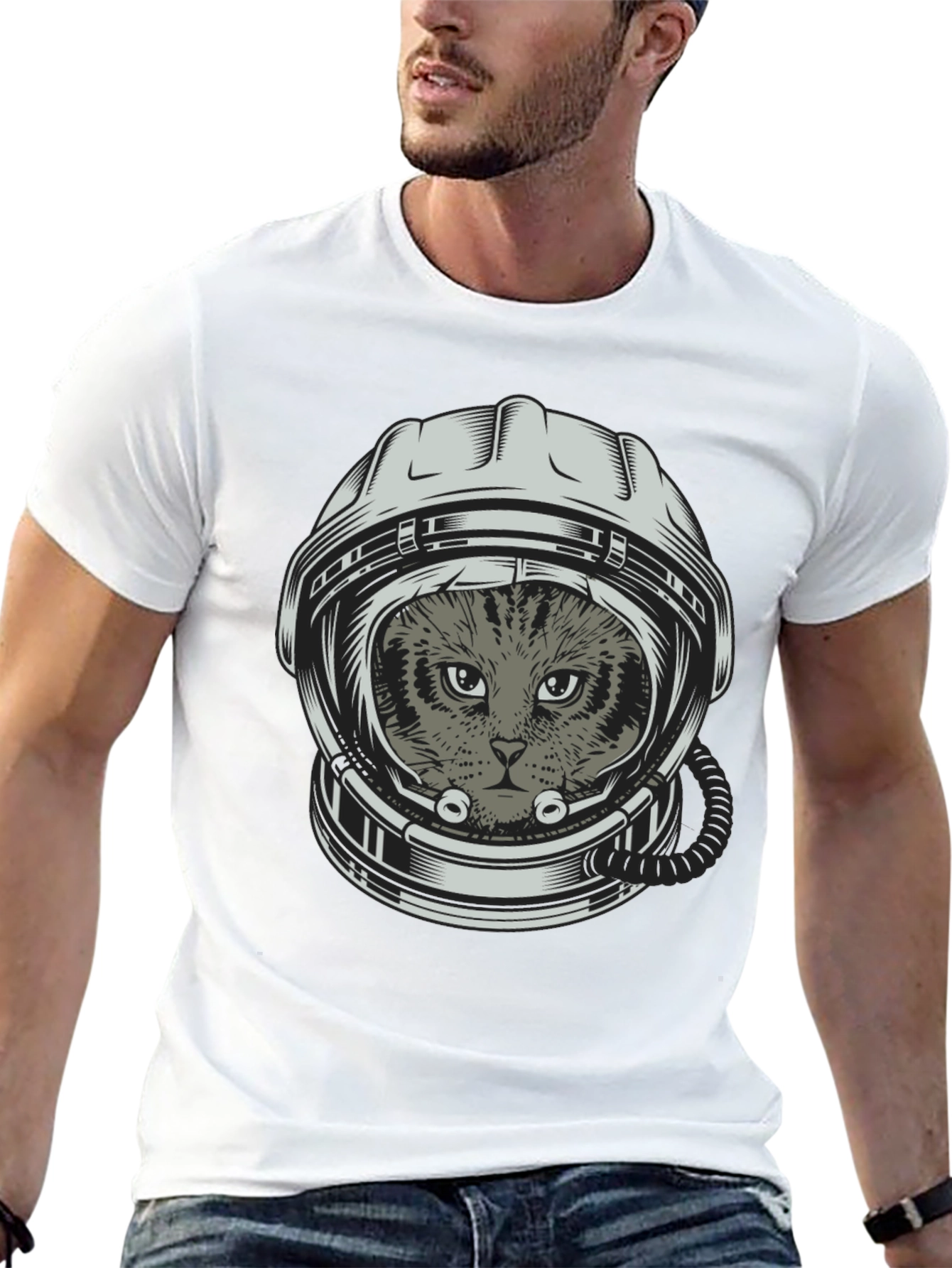 Black Cat Astronaut T-Shirt - Space Kitten Tee view 13