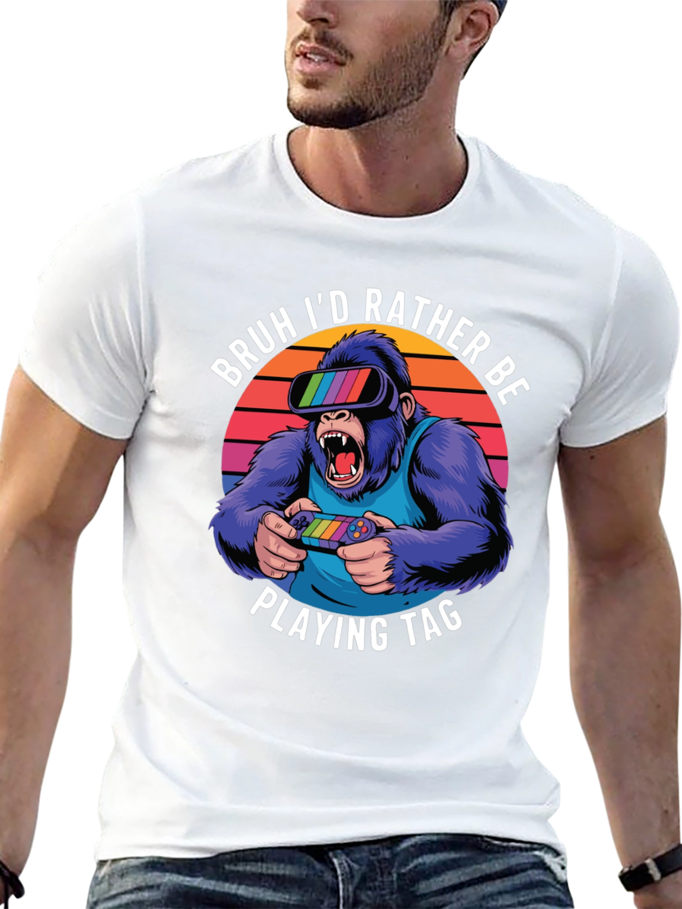 Black Gamer Gorilla T-Shirt view 13