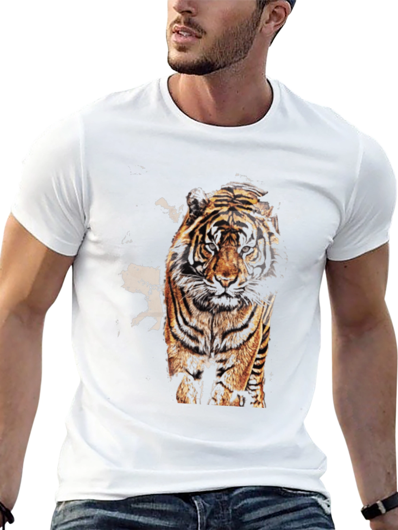 Black Tiger Graphic Print Black T-Shirt view 13