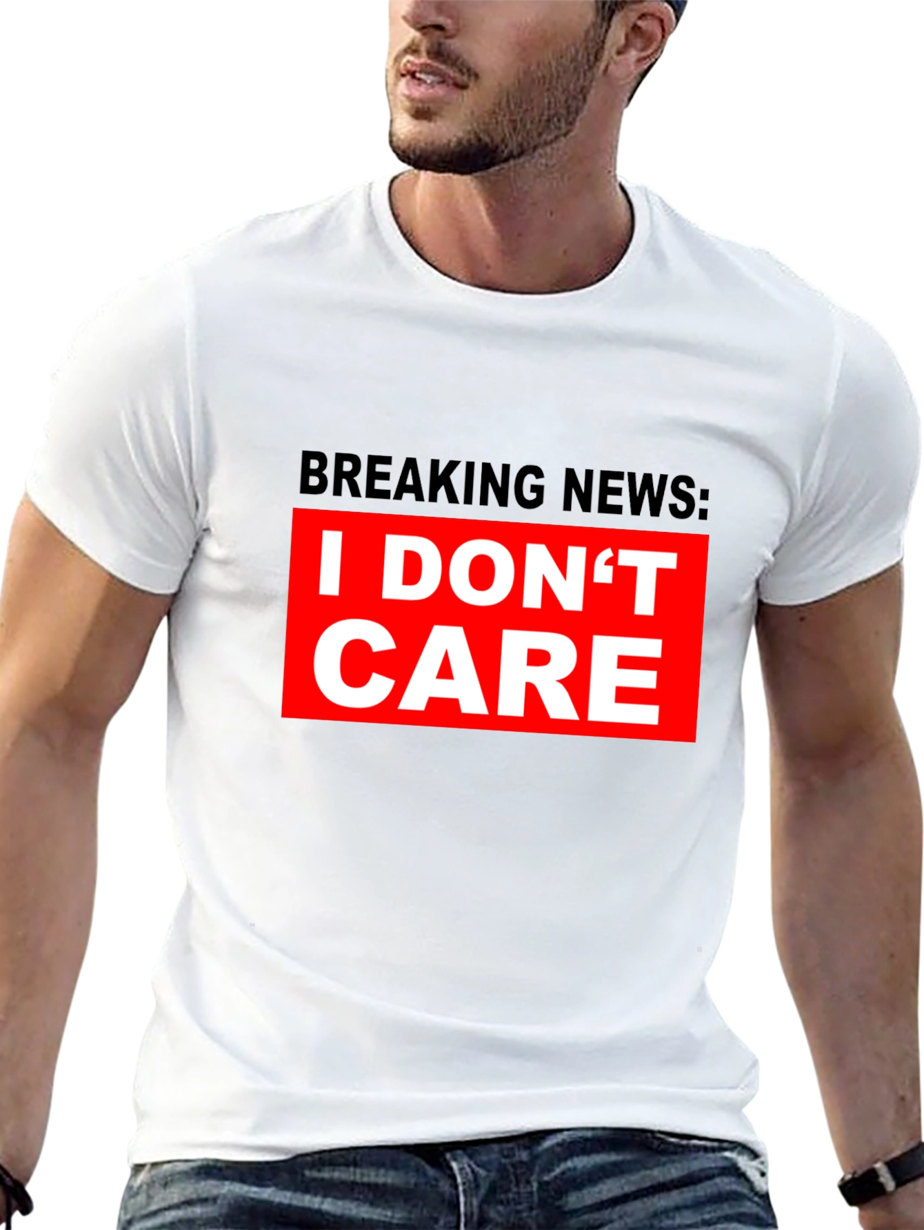 Black Breaking News I Don't Care T-Shirt - Bold Statement Tee view 13