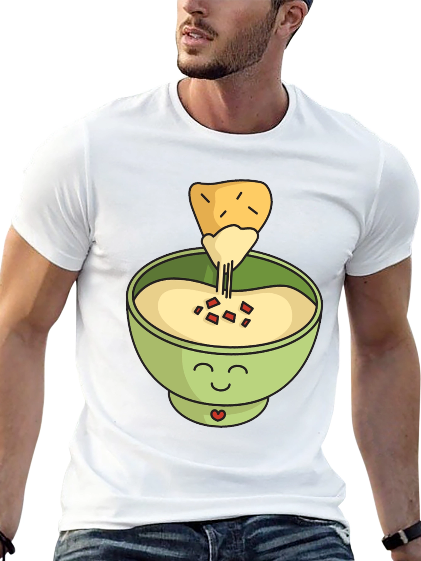 Black Cute Cartoon Queso Dip and Chip Graphic Tee view 13