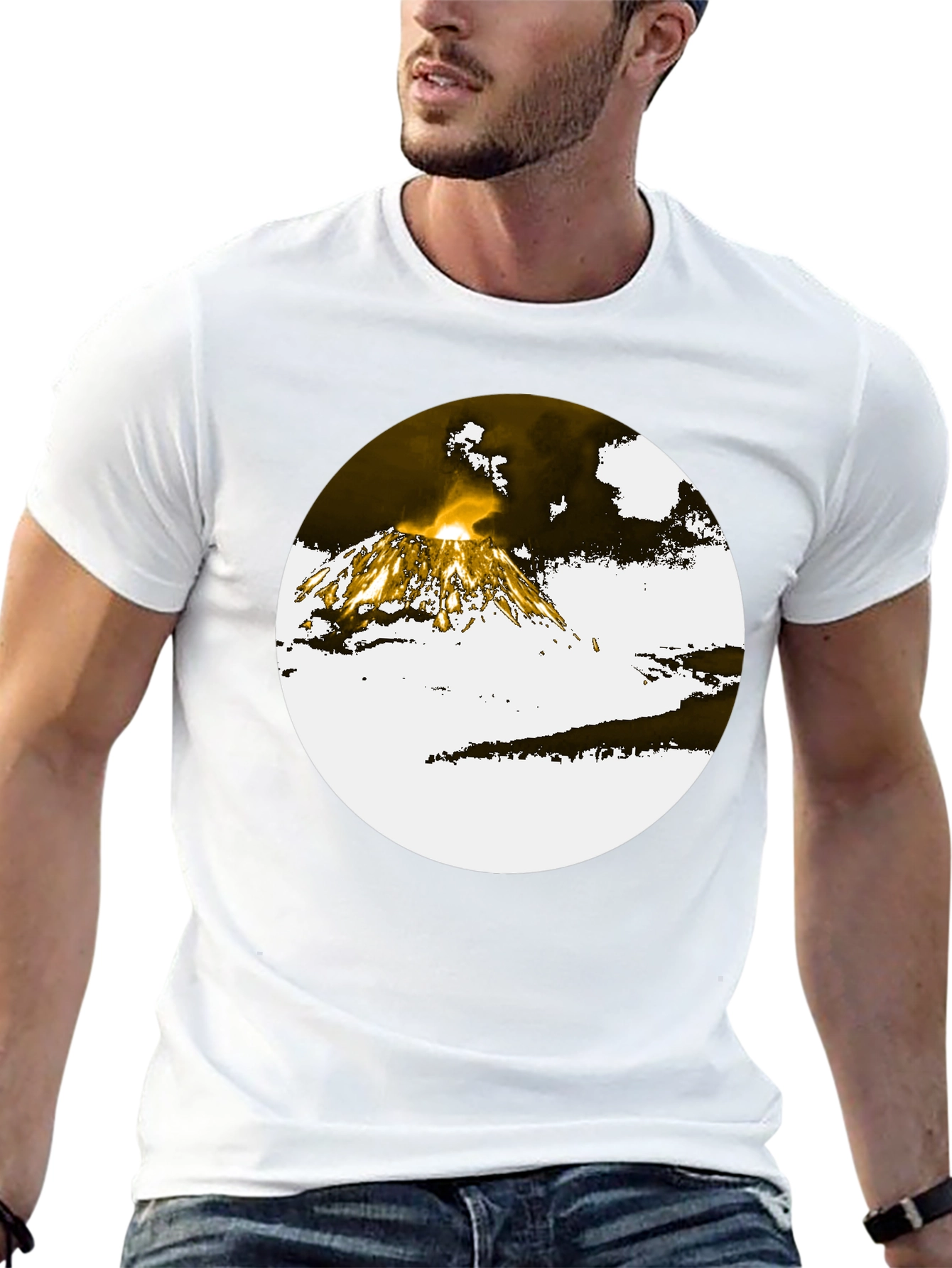 Black Volcano Graphic Tee - Black Cotton Blend view 13