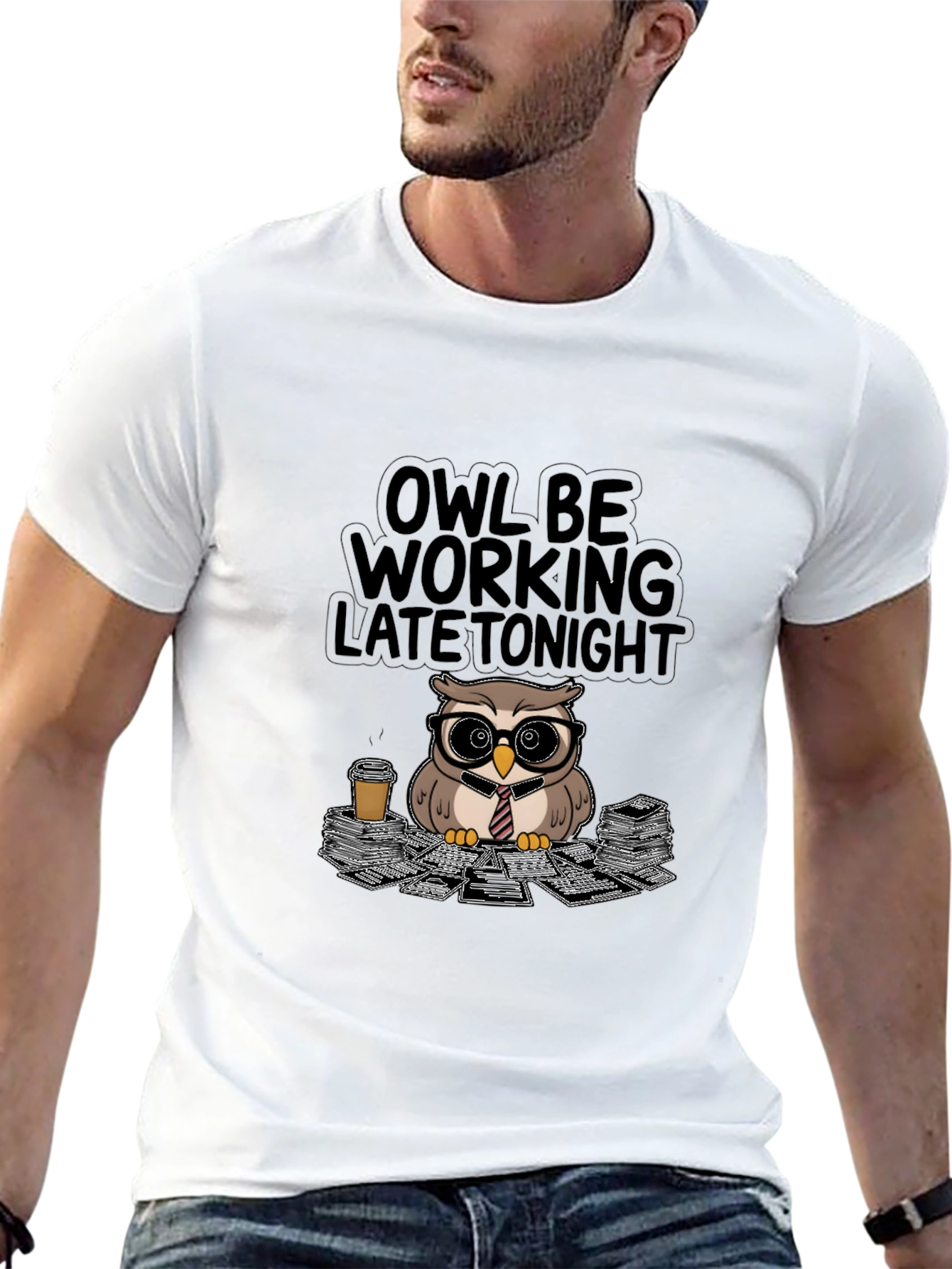 Black Owl Be Working Late Tonight T-Shirt view 13