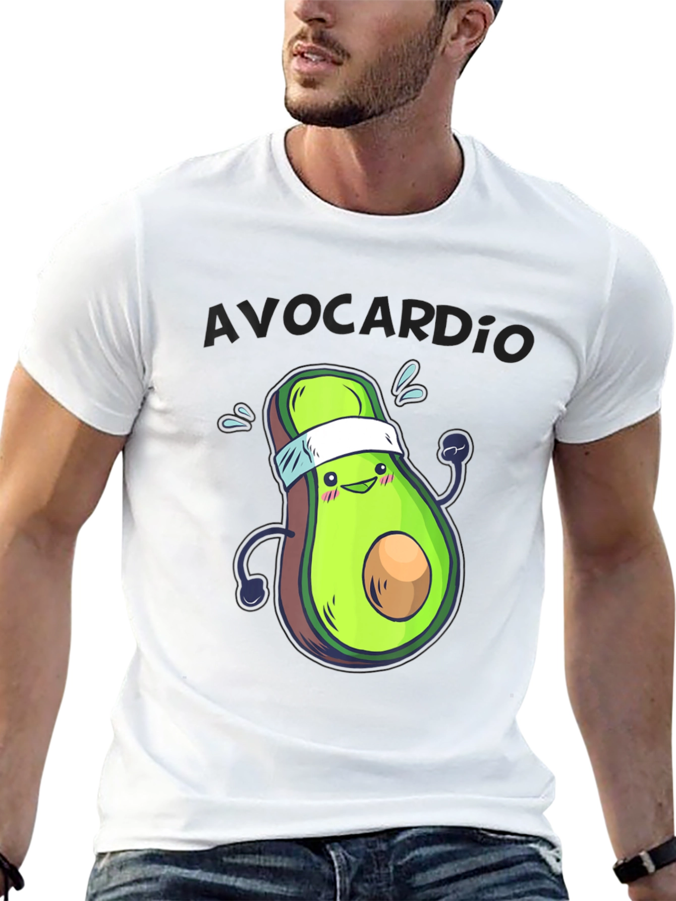 Black Avocardio Funny Avocado Workout T-Shirt view 13