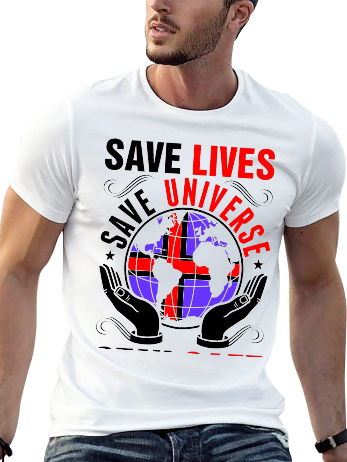 Black Save Lives Save Universe Graphic T-Shirt view 13