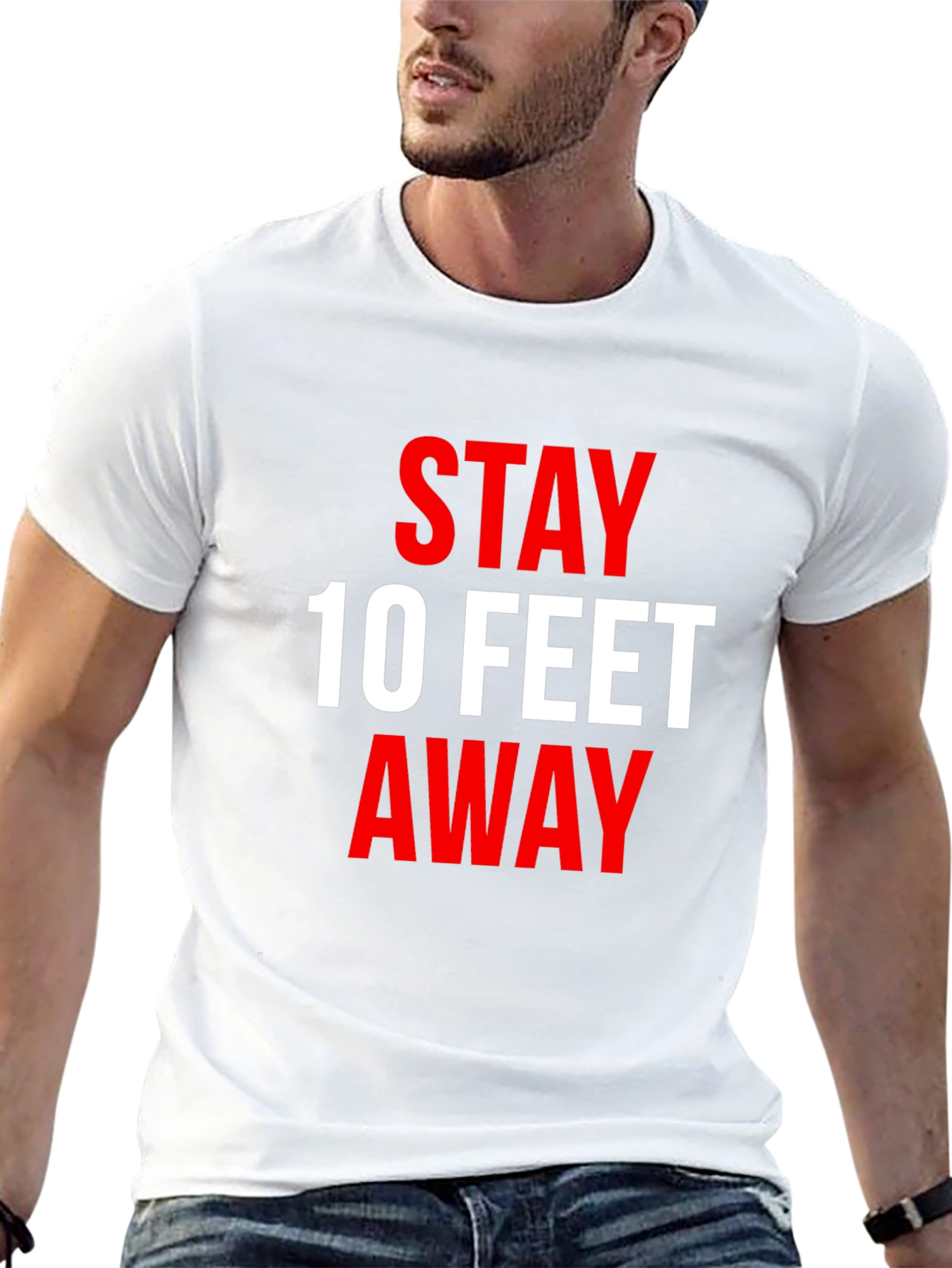 Black Stay 10 Feet Away T-Shirt - Social Distancing Tee view 13