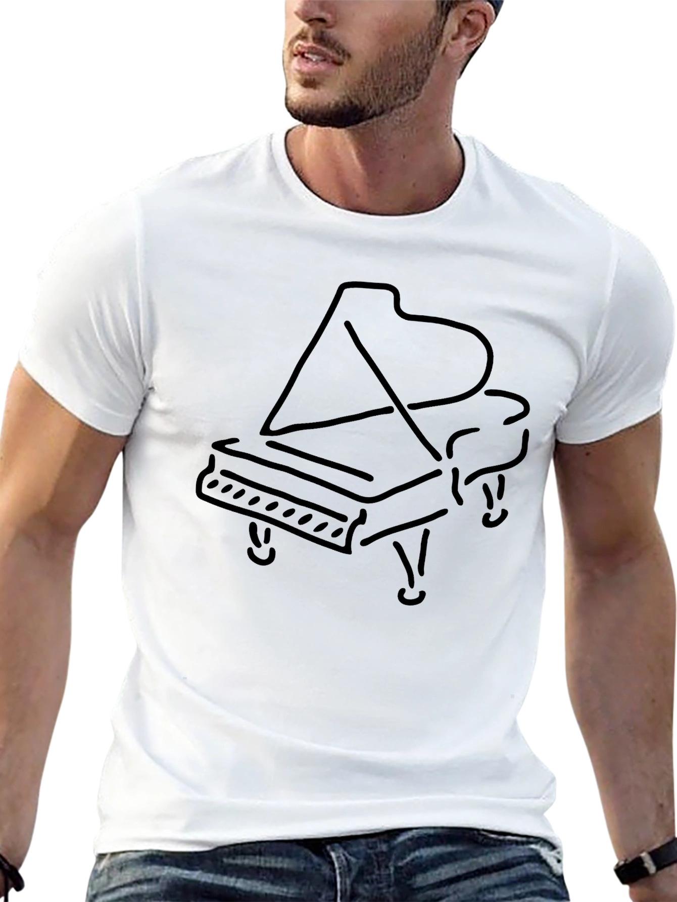 Black Grand Piano Graphic Tee - Musician's Black T-Shirt view 13
