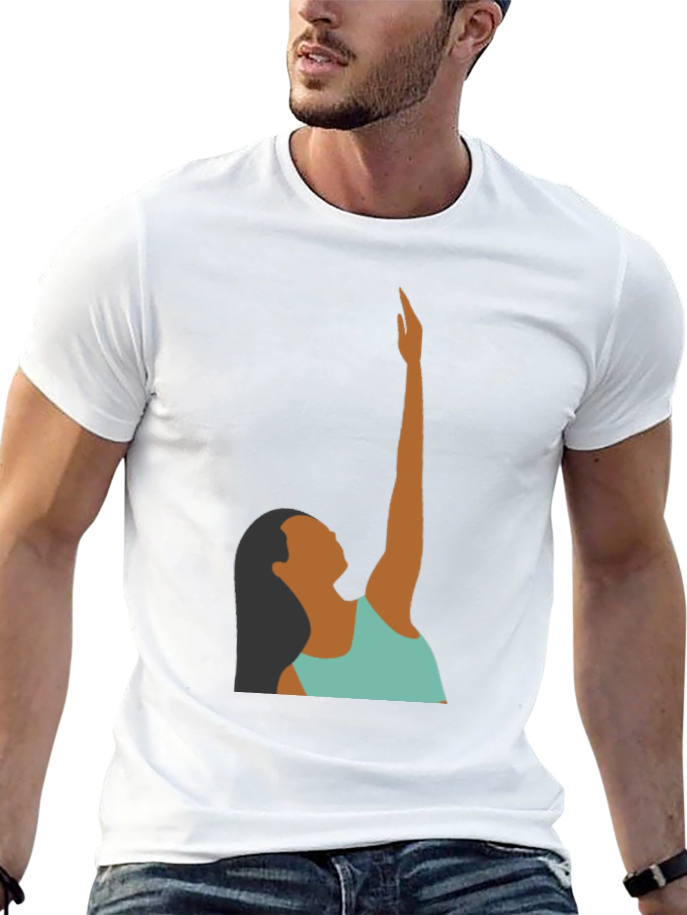 Woman Reaching Graphic Tee - Black - 13