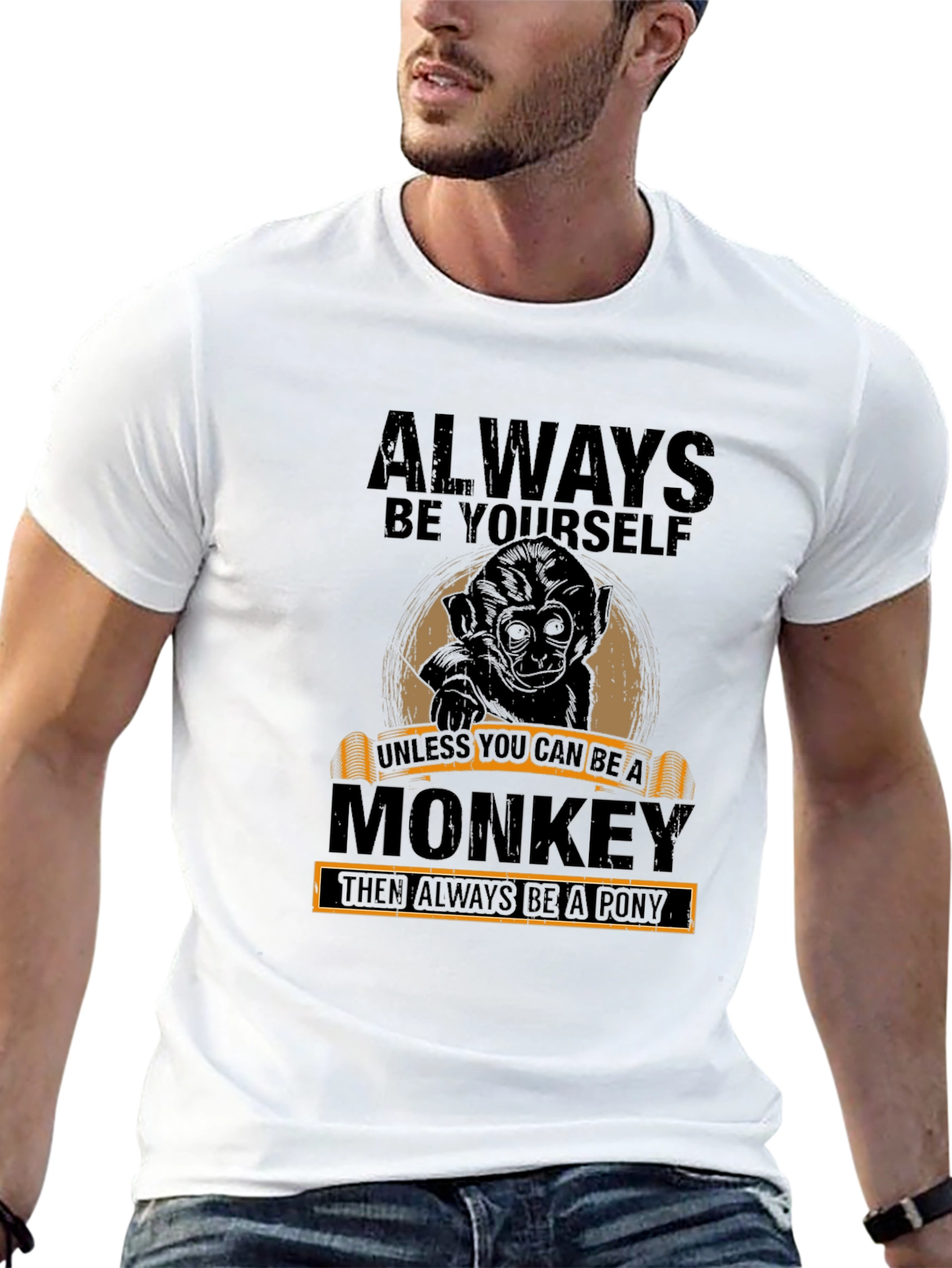 Black Always Be Yourself Monkey Graphic T-Shirt view 13