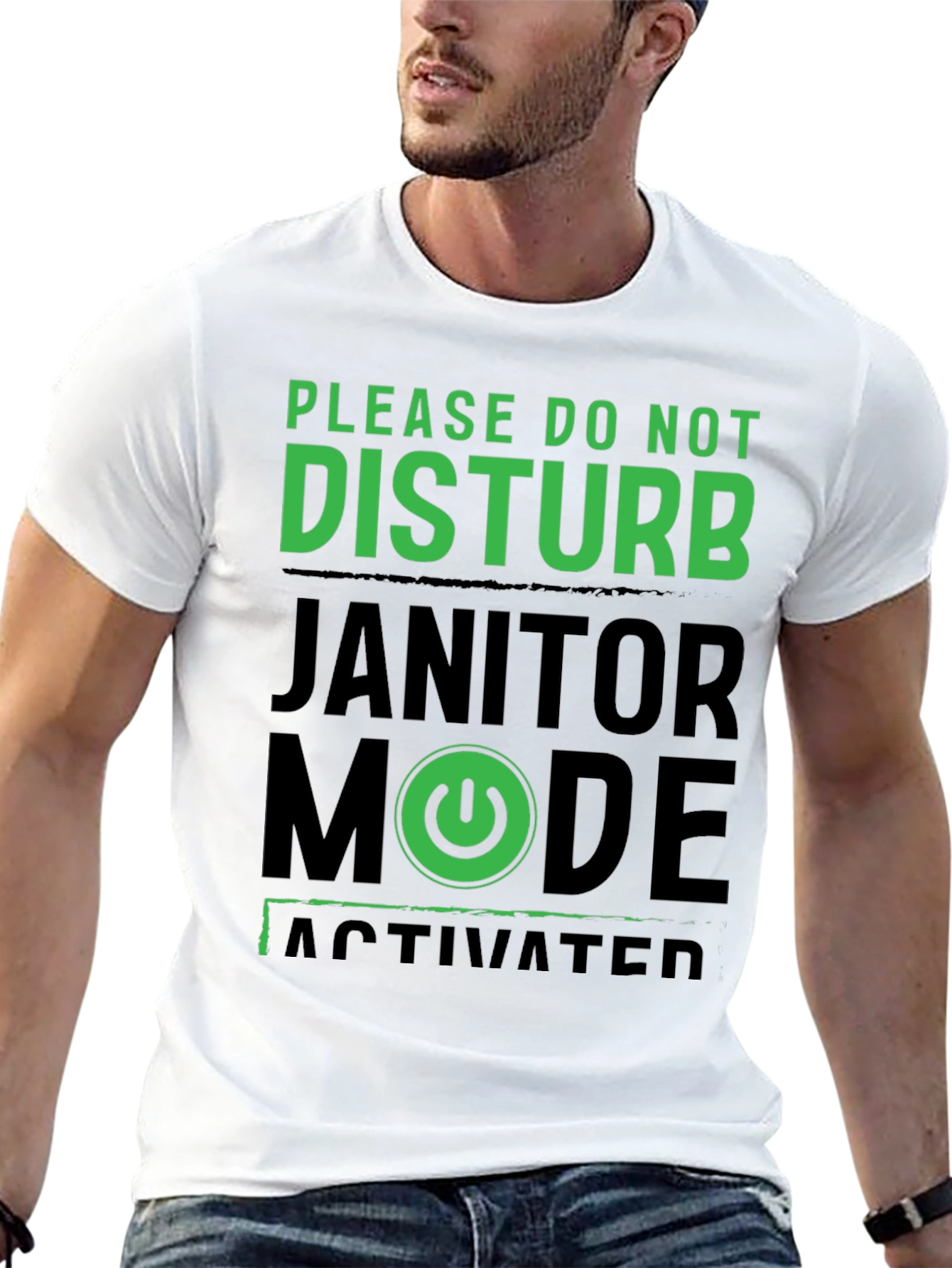 Black Janitor Mode Activated T-Shirt view 13