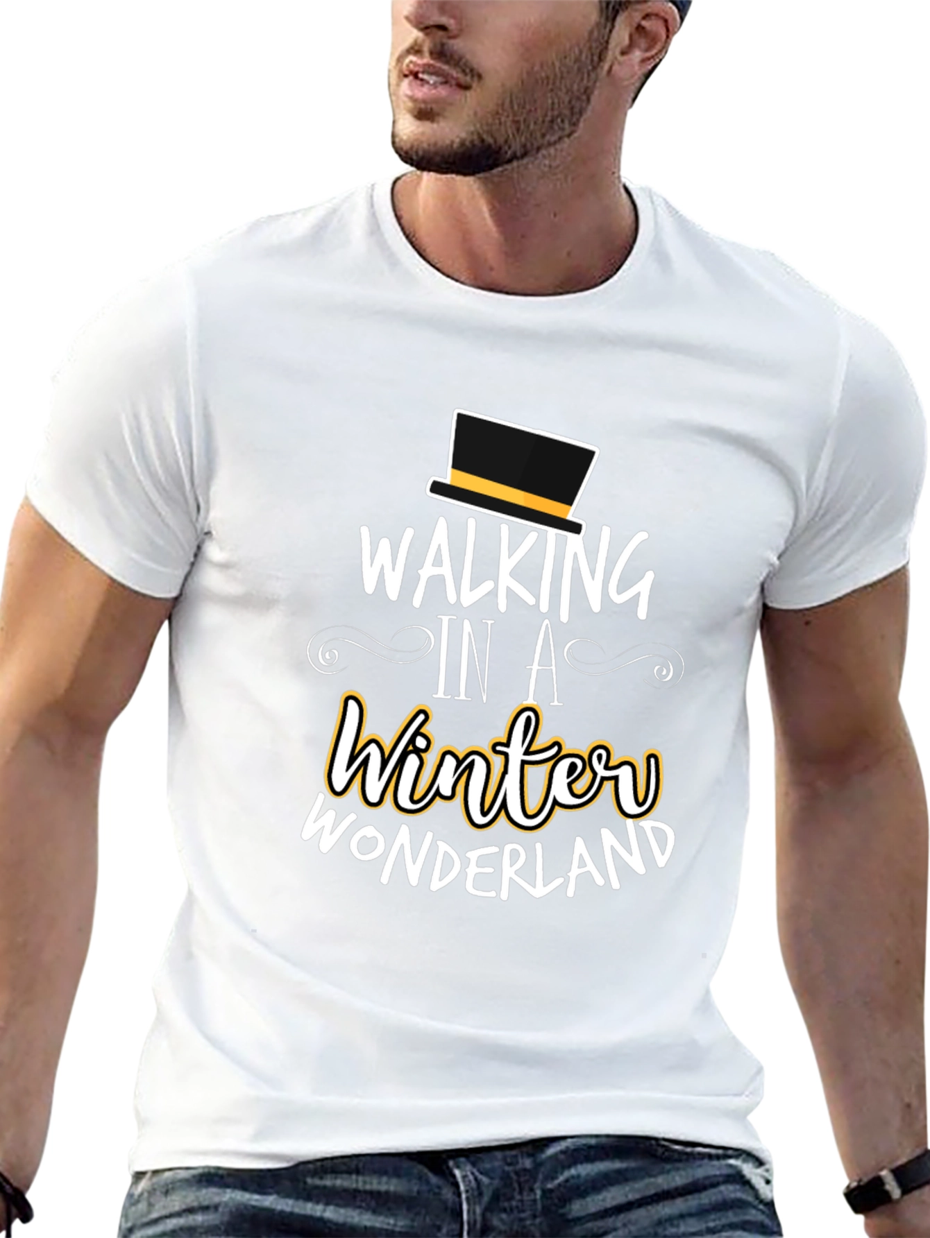 Black Walking in a Winter Wonderland Graphic Tee view 13