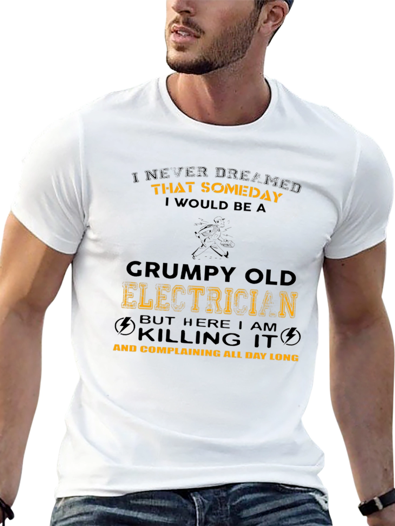 Black Grumpy Old Electrician T-Shirt Funny Job Tee view 13