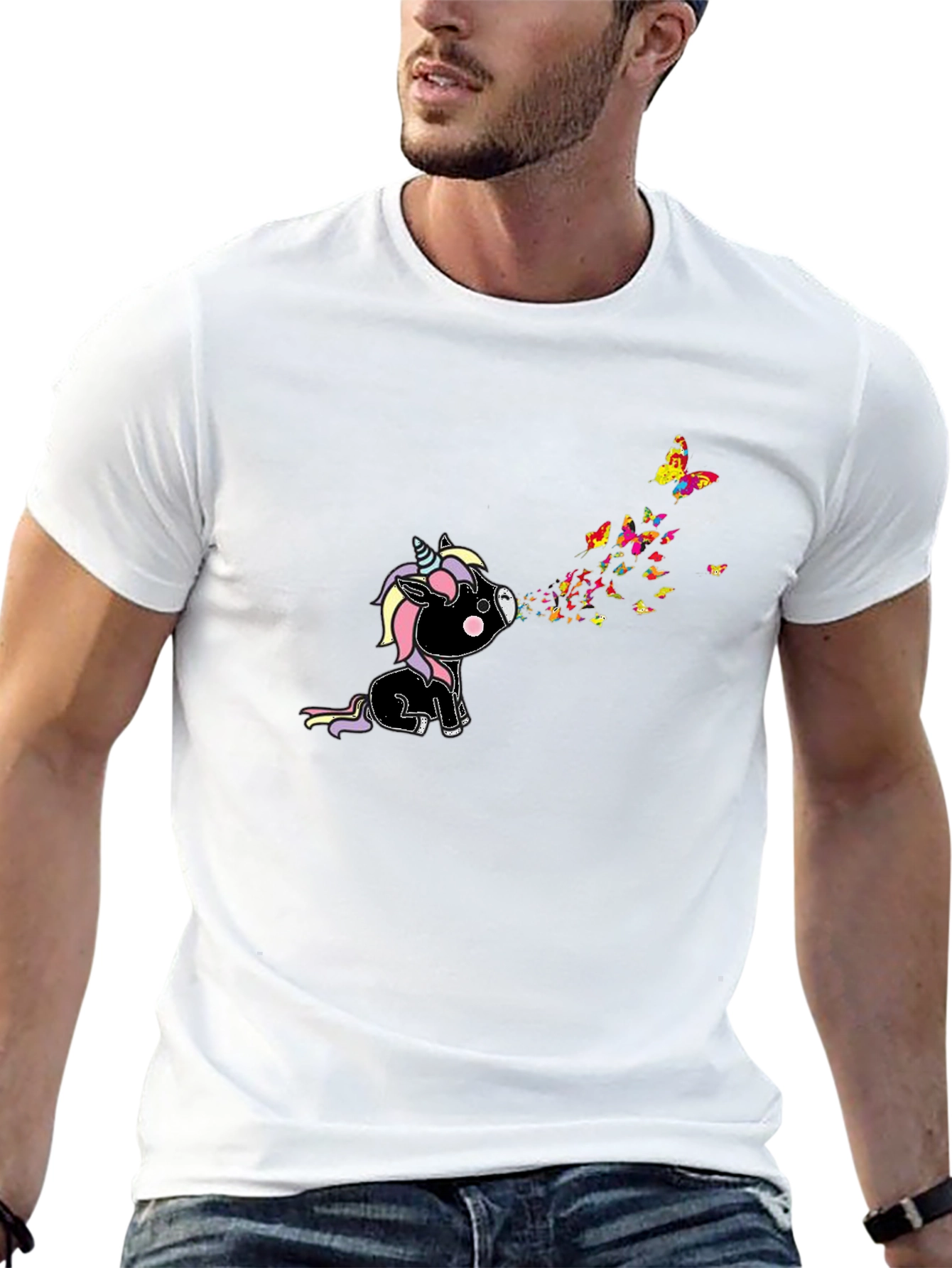 Black Unicorn Butterfly T-Shirt - Black Graphic Tee view 13