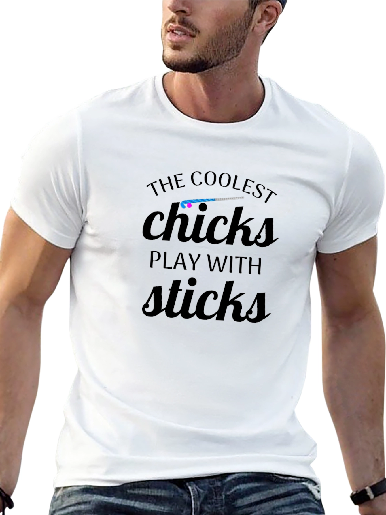 Black Coolest Chicks Play with Sticks Black T-Shirt view 13