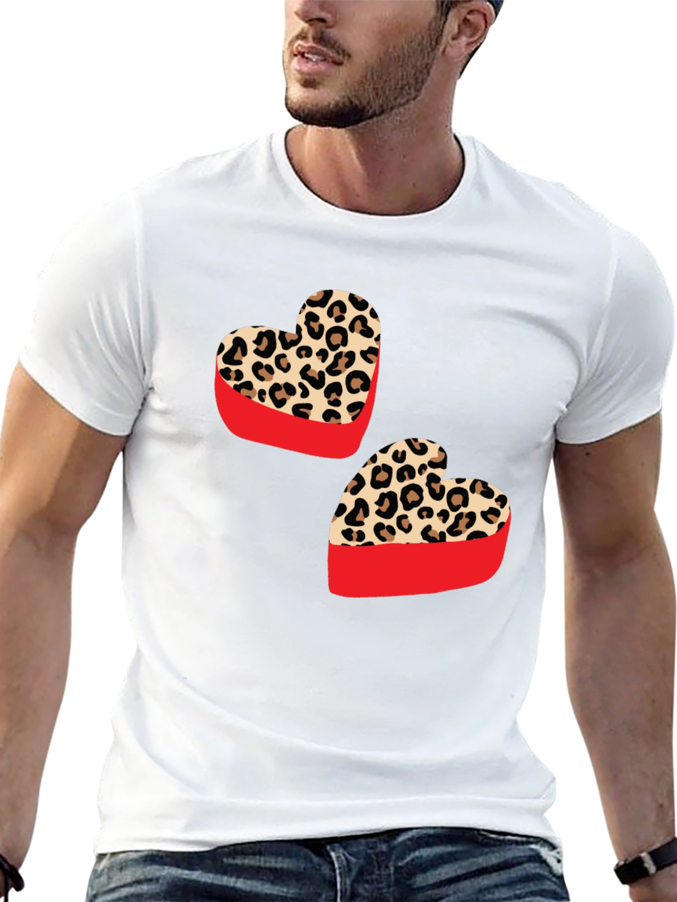 Black Leopard Heart Graphic Tee - Stylish Valentine's Day Shirt view 13