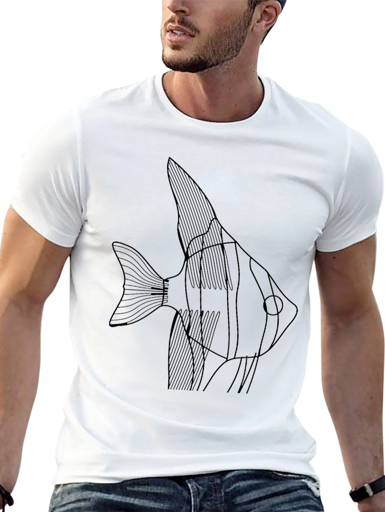 Black Angelfish Graphic Tee - Black Cotton T-Shirt view 13