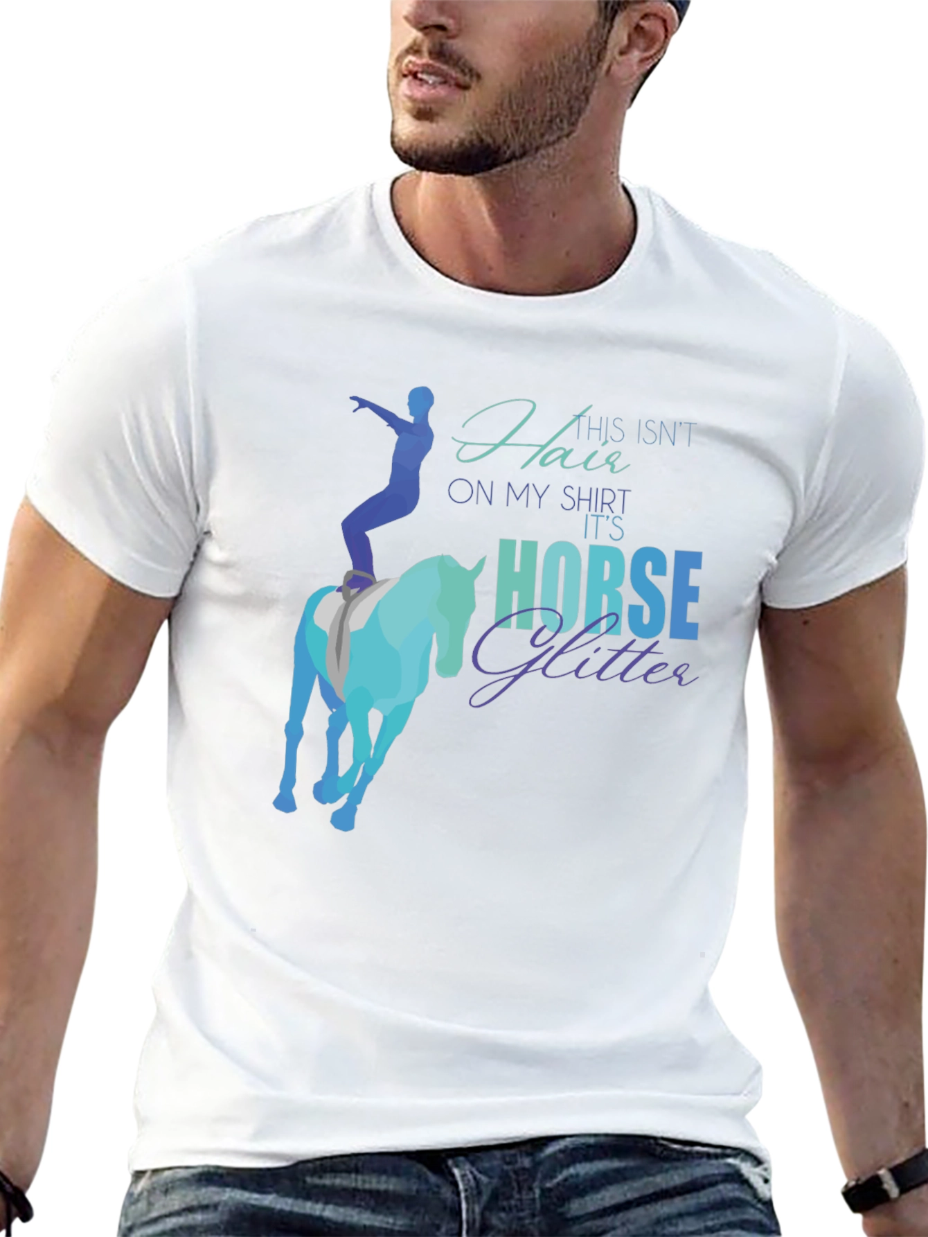 Black Horse Glitter Graphic T-Shirt - Equestrian Humor Tee view 13