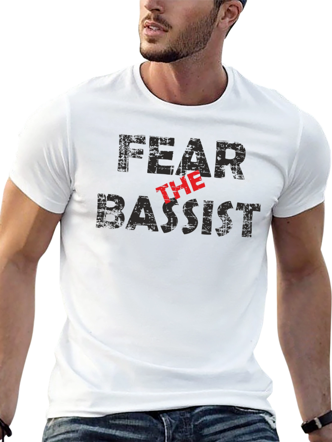 Black Fear the Bassist Black Graphic T-Shirt view 13