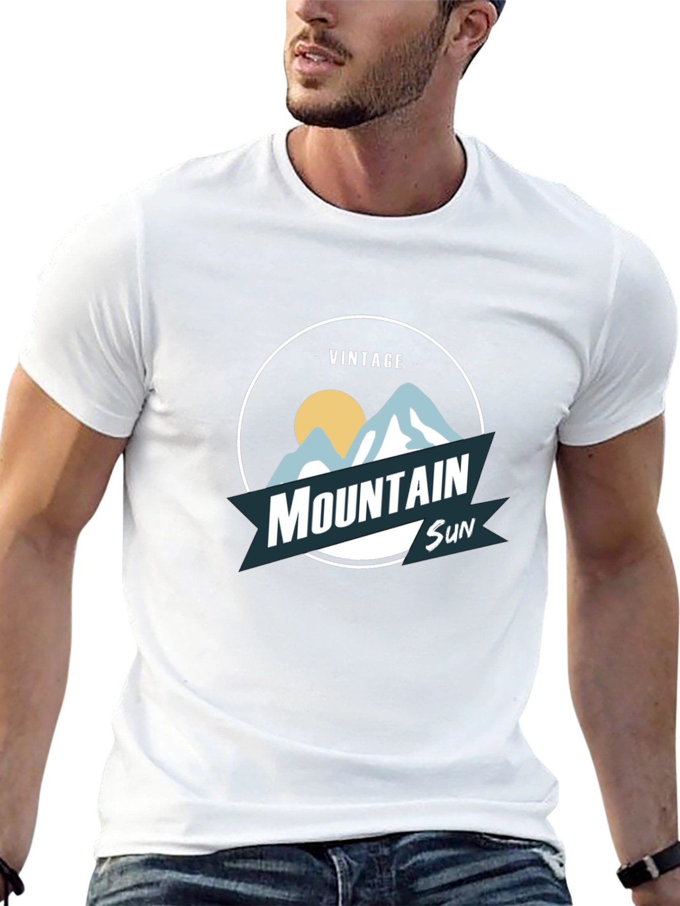 Black Vintage Mountain Sun Graphic Tee - Black view 13