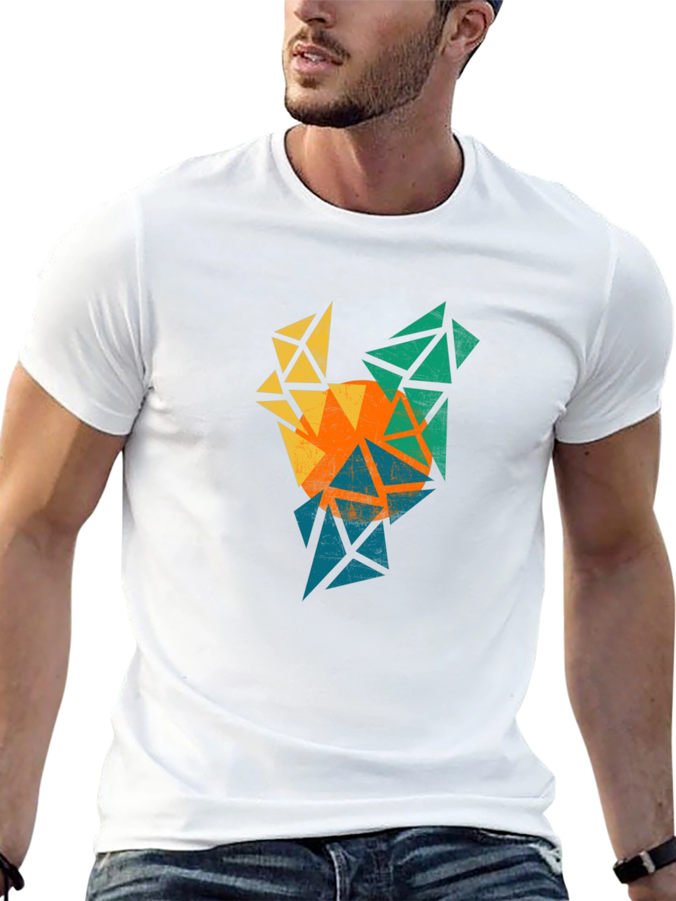 Black Geometric Rooster Graphic Tee - Bold & Unique Design view 13