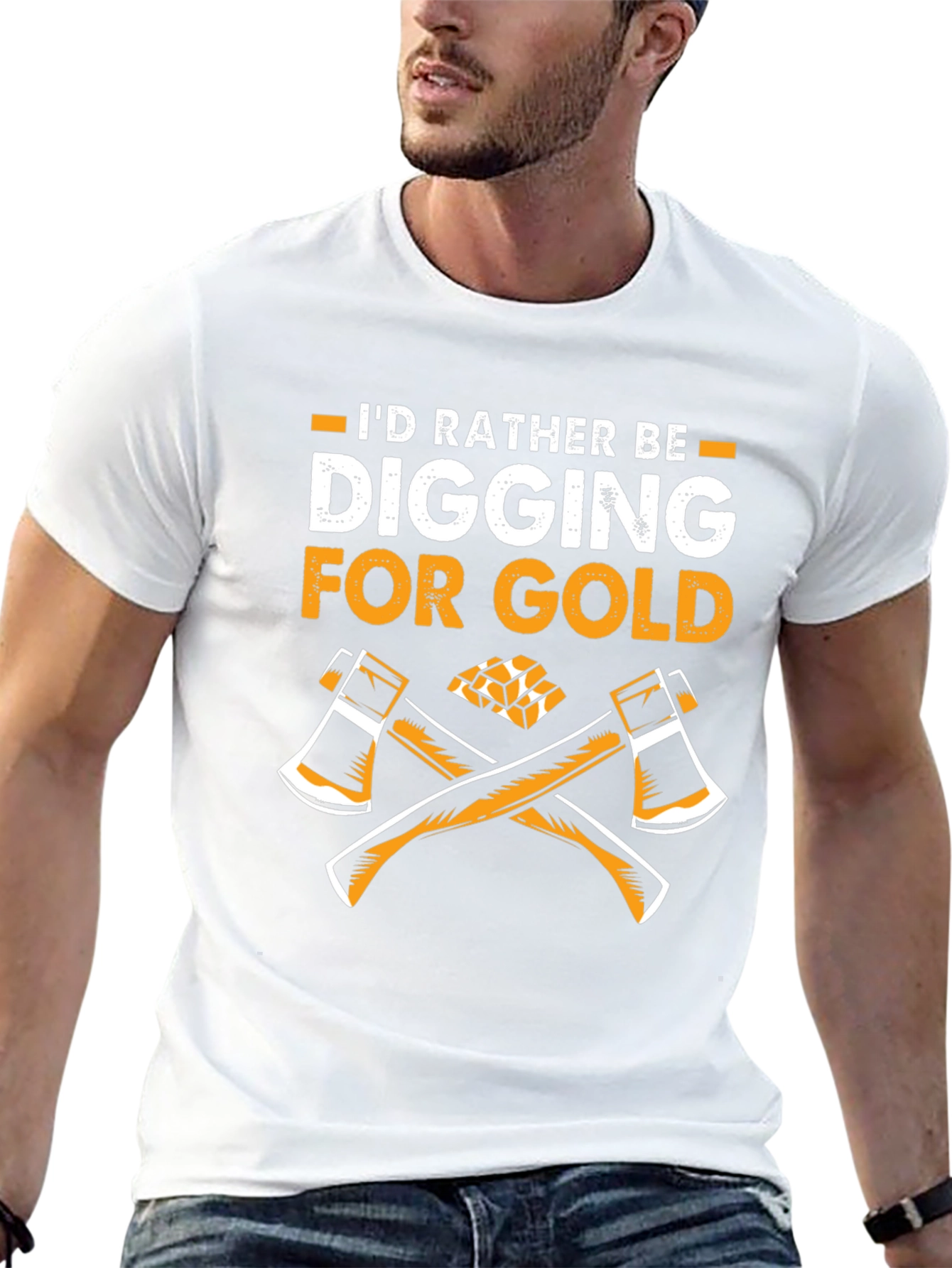 Black Digging for Gold T-Shirt: Axe & Gold Miner Tee view 13