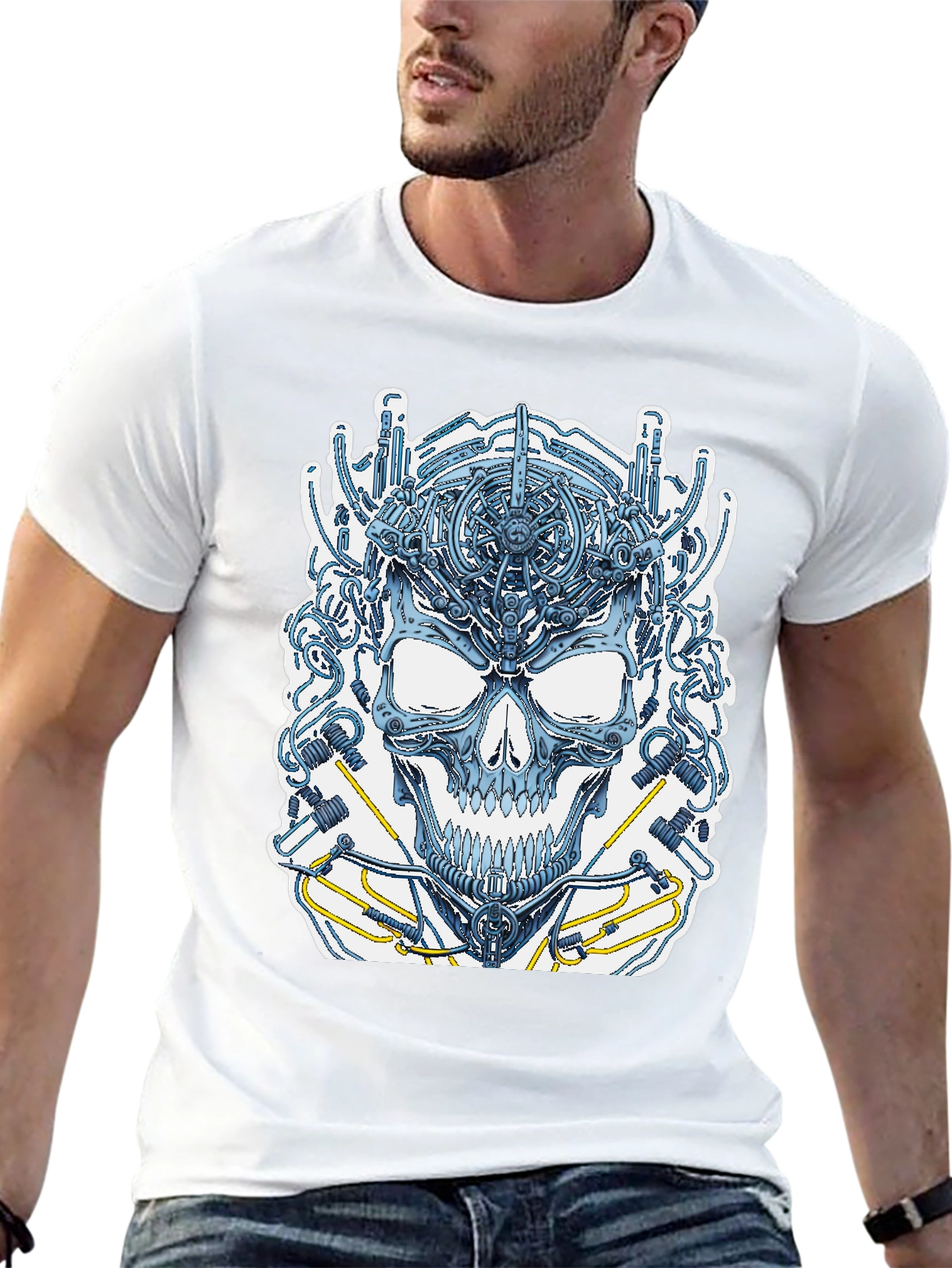 Black Cyber Skull T-Shirt view 13